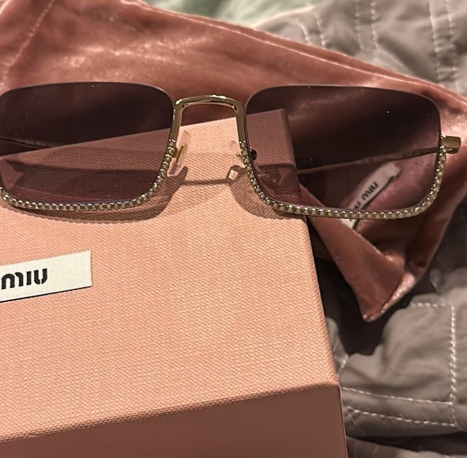 Miu Miu Miu Miu 55mm Rectangular Sunglasses Purple Gradient Lenses Size ONE SIZE - 6 Thumbnail