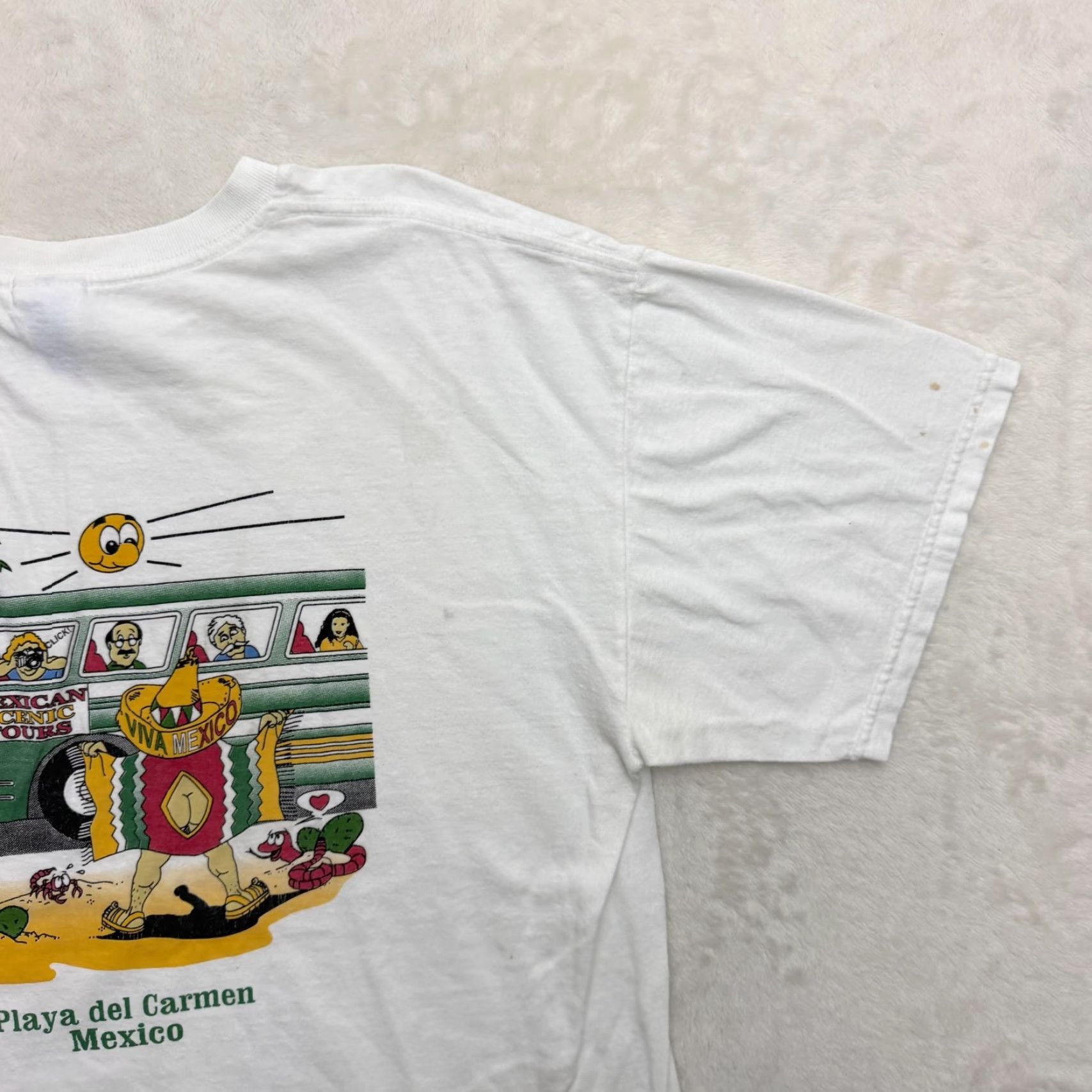 Vintage M&O KNITS Caribe Mexicano Playa Del Carmen Shirt Mens Large White Mexico Tourist T-Shirt Crew Neck Short Sleeve Graphic Print Logo Spring Summer Fall Size US L / EU 52-54 / 3 - 4 Thumbnail