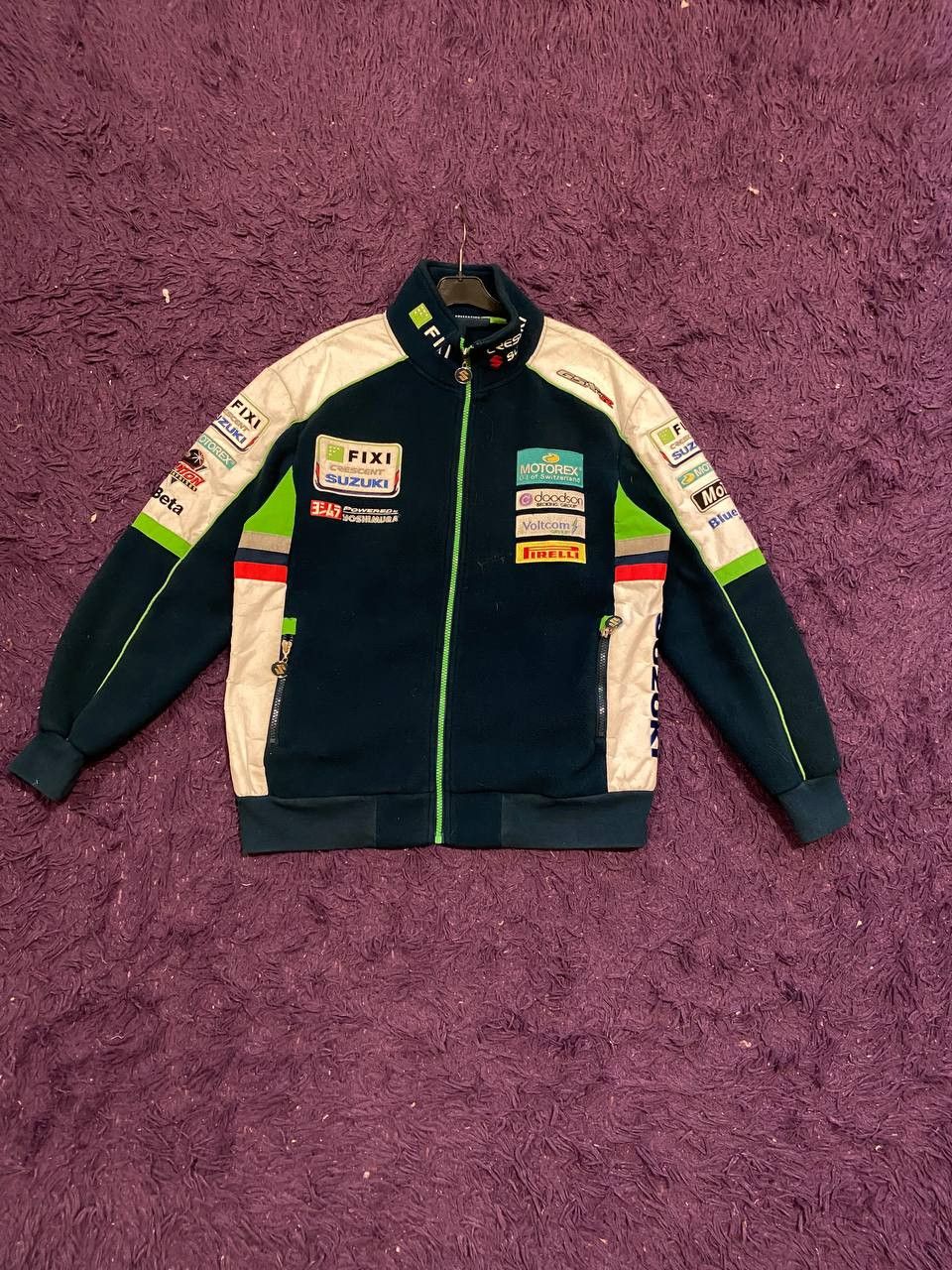 Vintage Suzuki Fixi Motorex Racing Vintage Fleece Zip Jacket Size US L / EU 52-54 / 3 - 6 Thumbnail