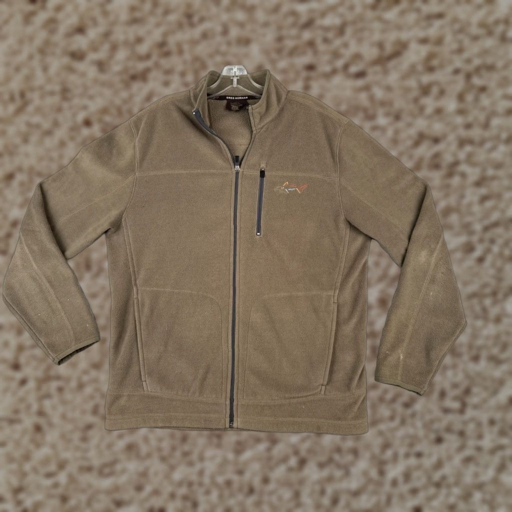 Vintage Greg Norman Jacket Men Small Beige Full Zip Hoodie Polyester Fleece Golf Golfer Size US S / EU 44-46 / 1 - 1 Thumbnail
