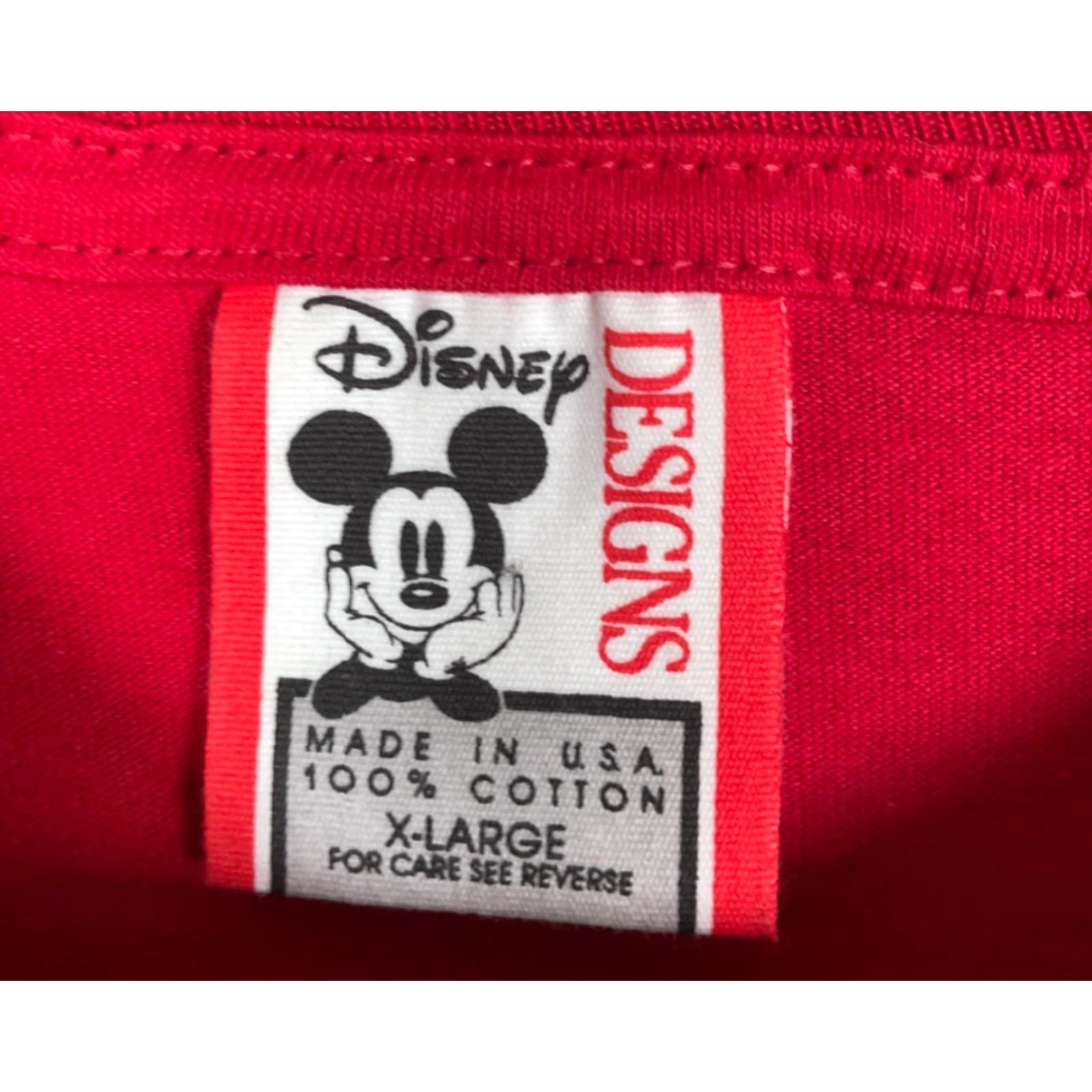 Disney VINTAGE Disney T-Shirt Mickey Mouse Adult XL Red 90s Cartoon Retro Walt Disney World Disney Designs tag 1997 Men Large Size US L / EU 52-54 / 3 - 3 Thumbnail