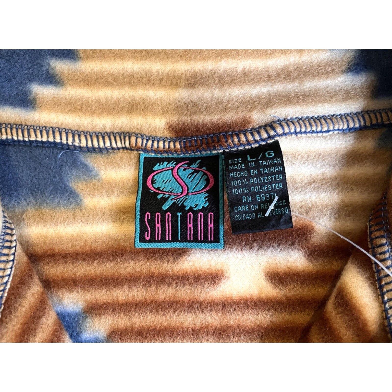 Vintage VINTAGE Santana Nordic Fleece Sweatshirt Men’s Large Blue Beige Aztec 90s Geometric 1/4 Zip Pockets Mock Neck Pullover Long Sleeve Regular Mens Size US L / EU 52-54 / 3 - 5 Thumbnail