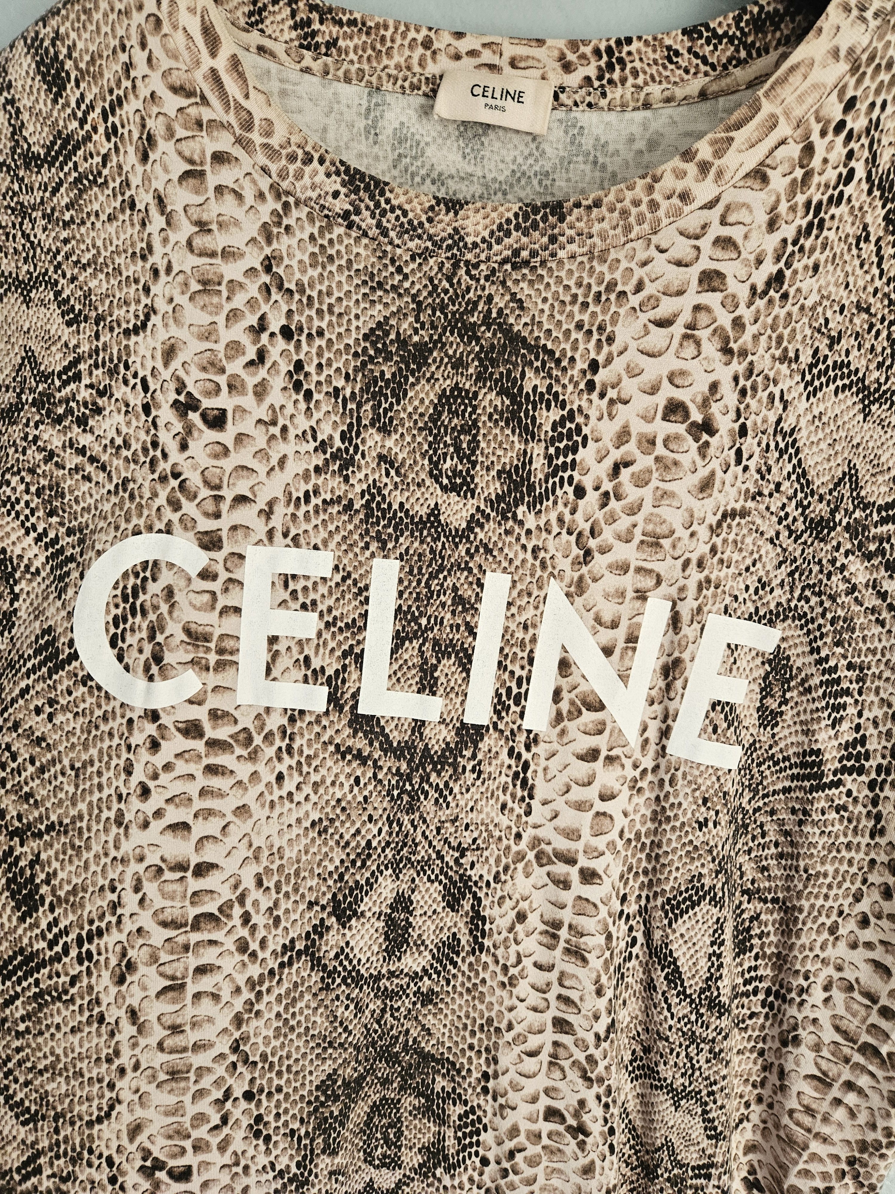 Celine SS22 Hedi Slimane Python Serpent Print T Shirt Size US XS / EU 42 / 0 - 2 Thumbnail