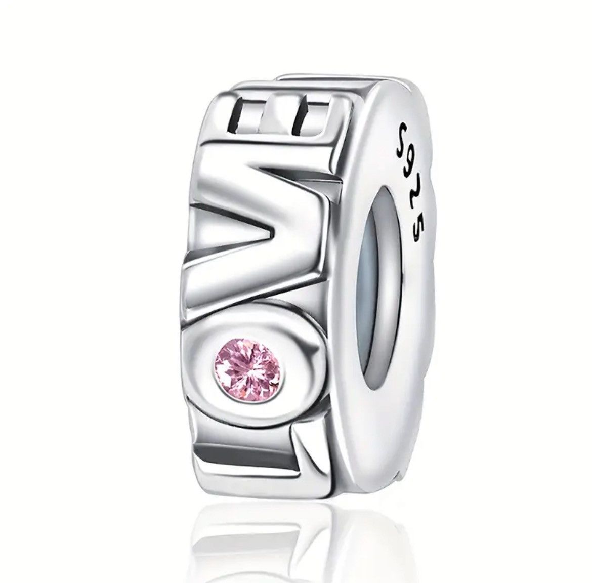 Other charm / 925 Sterling Silver Love Charm with Pink Gemstone Size ONE SIZE - 3 Thumbnail