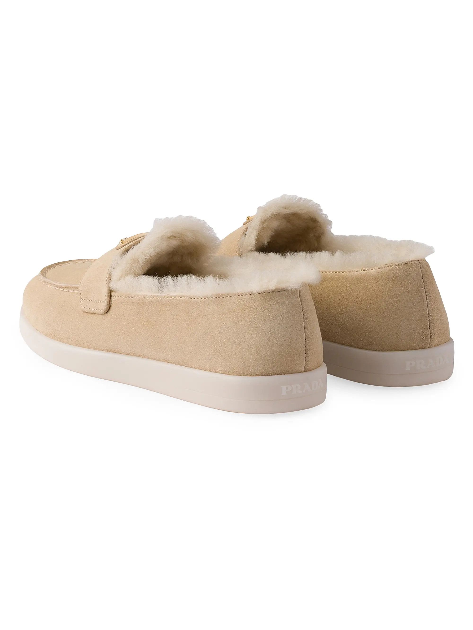 Prada o1la1rc1a0226 Suede and Shearling Loafers in Beige Size US 11 / EU 44 - 4 Thumbnail