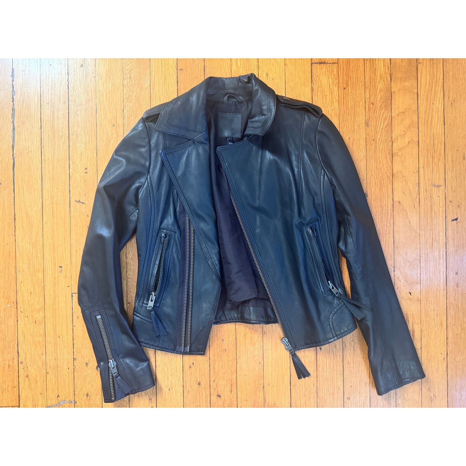 Joie Ladies Size XS Joie 100% Leather Black Moto Jacket Size XS / US 0-2 / IT 36-38 - 5 Thumbnail