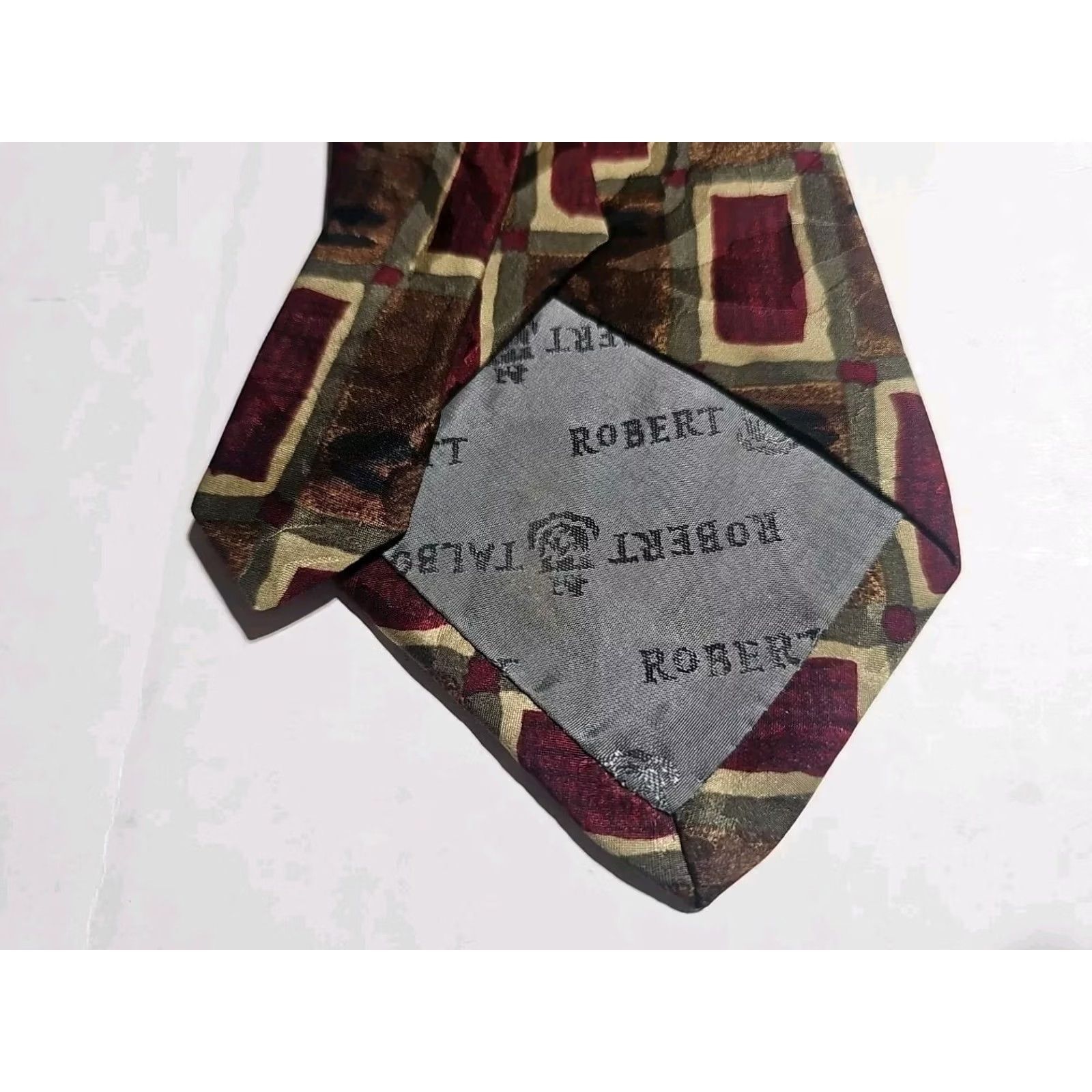 Robert Talbott Robert Talbott Studio Tie Geometric Rectangles Brown Classic 57-60in Men Tied USA Size ONE SIZE - 4 Thumbnail