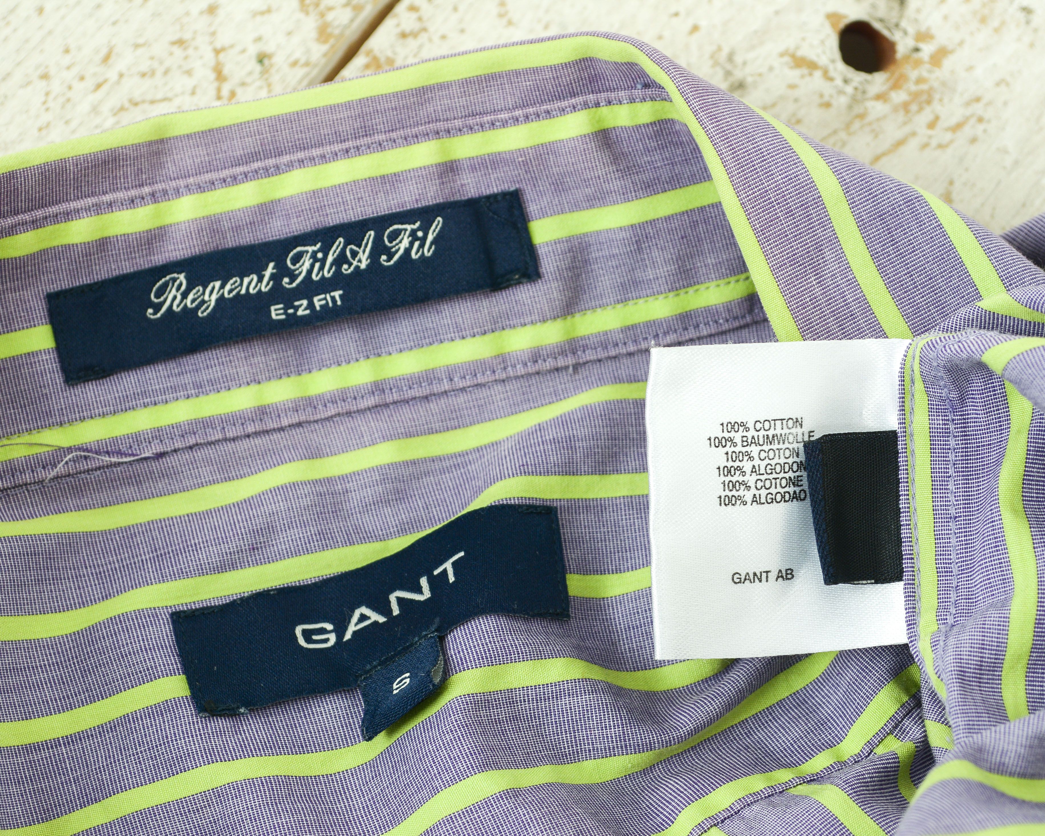 Gant Regent Men S Casual Shirt Formal Long Sleeved Striped Purple Size US S / EU 44-46 / 1 - 7 Thumbnail