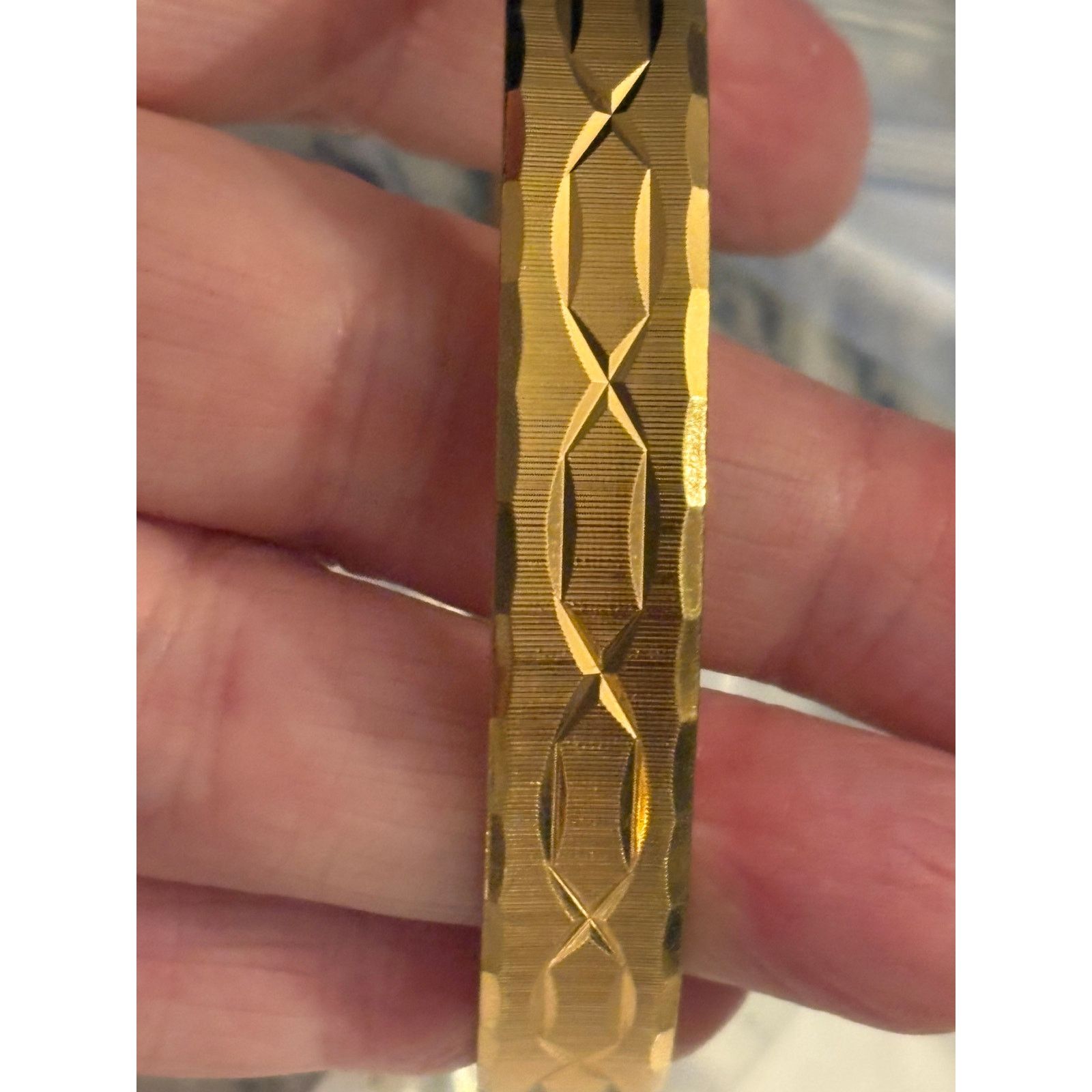 Other Vintage Signed Monet Gold Tone Etched Bangle Bracelet 7.75” Size ONE SIZE - 9 Thumbnail