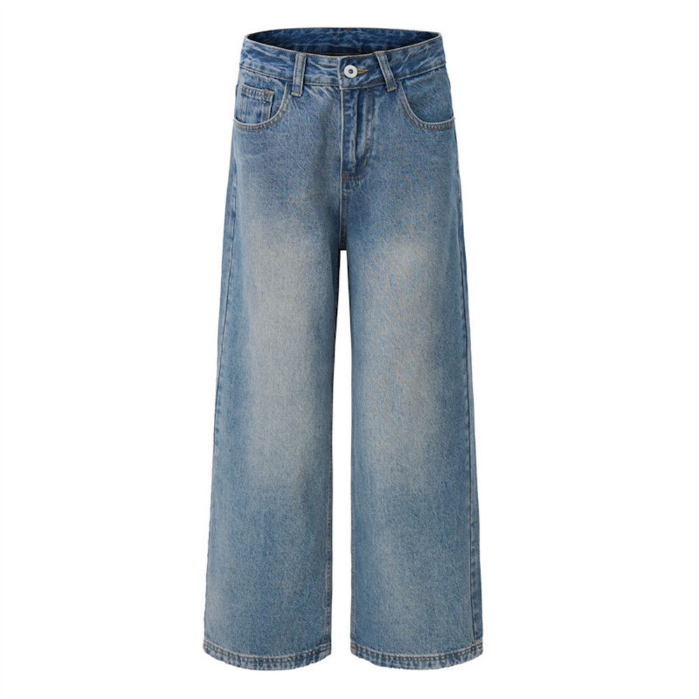 Japanese Brand Men's vintage washed distressed wide-leg straight jeans Size US 32 / EU 48 - 4 Thumbnail
