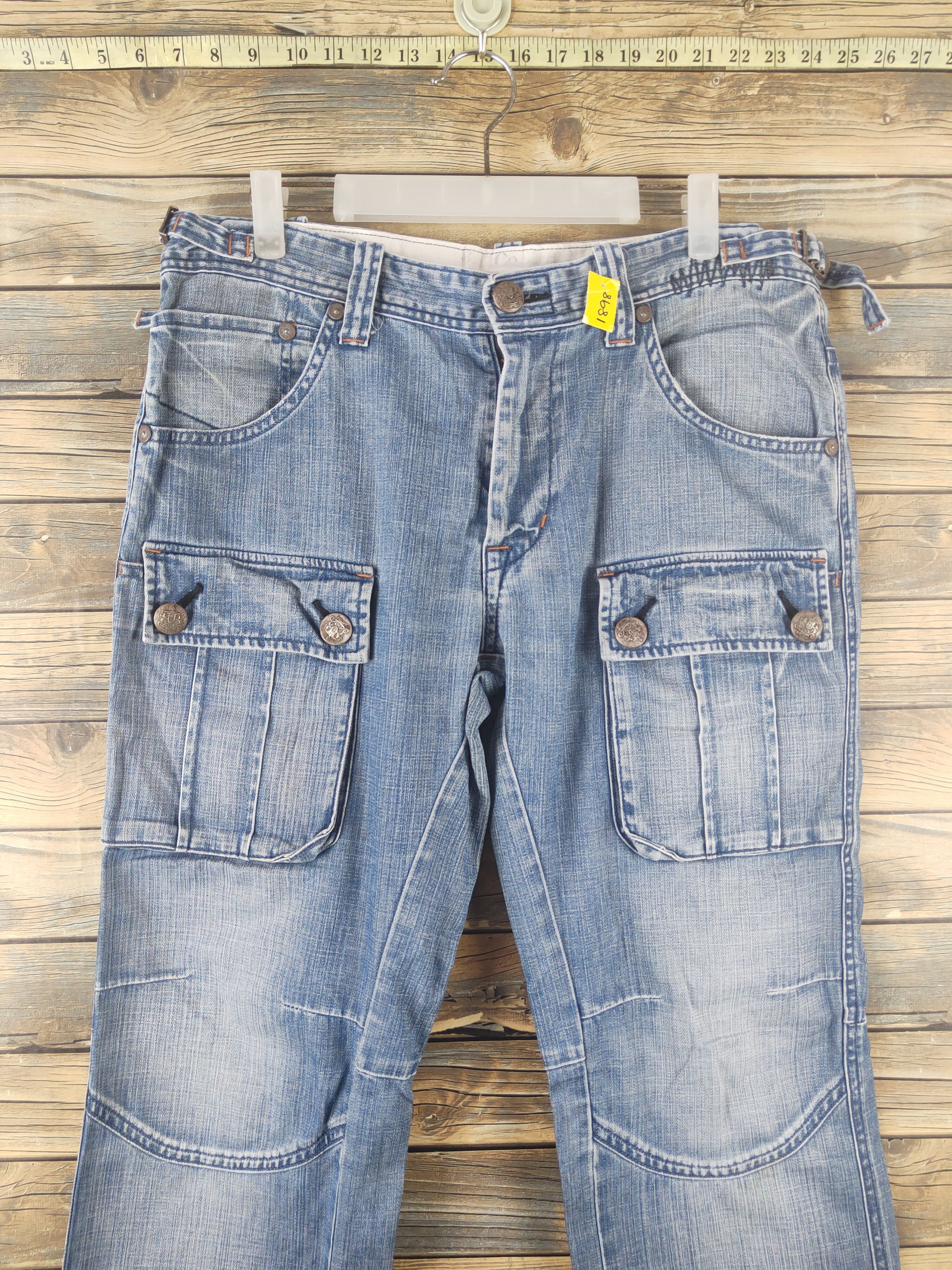 Japanese Brand DL Bartack Blue Distressed Ripped Jeans #1898 Size US 34 / EU 50 - 2 Thumbnail