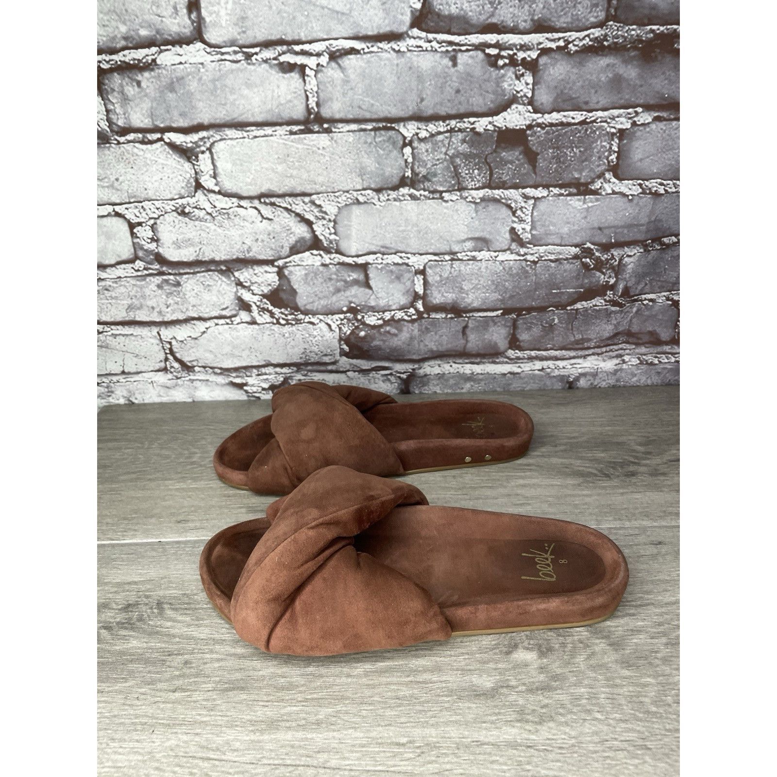 beek Beek Tesia Burnt Brown Suede Leather Slides Casual Sandals W Size US 8 / IT 38 - 19 Thumbnail