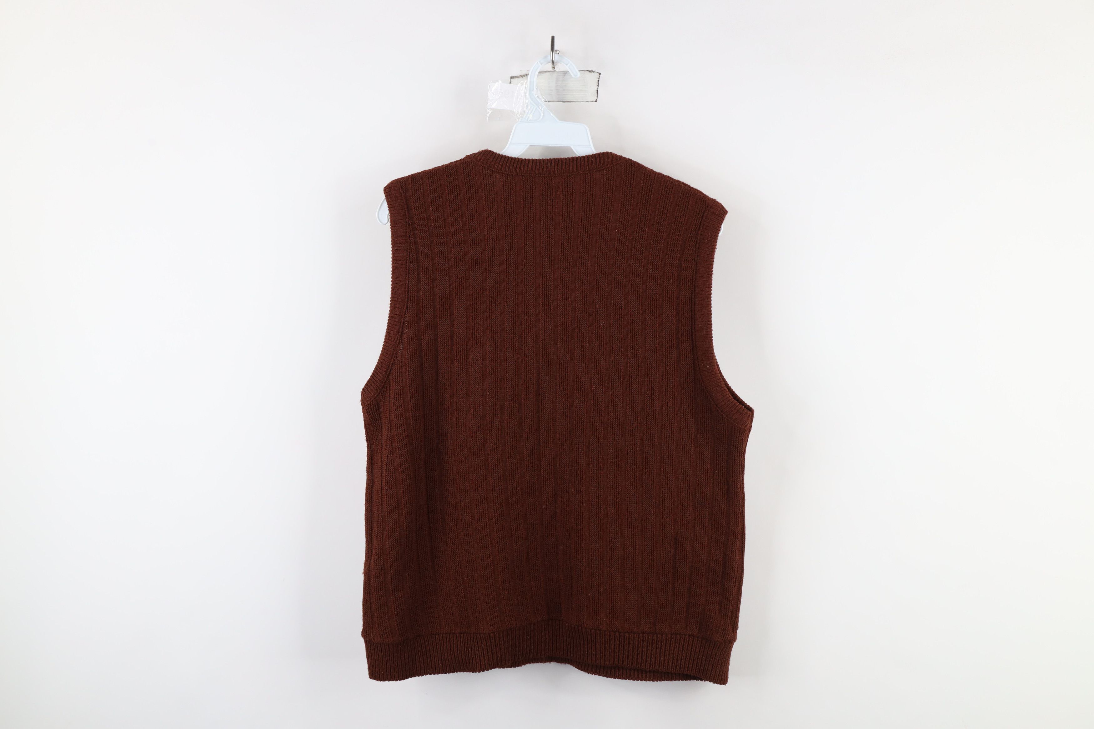 Vintage Vintage 70s Streetwear Blank Ribbed Knit Sweater Vest Brown Size L / US 10 / IT 46 - 8 Thumbnail