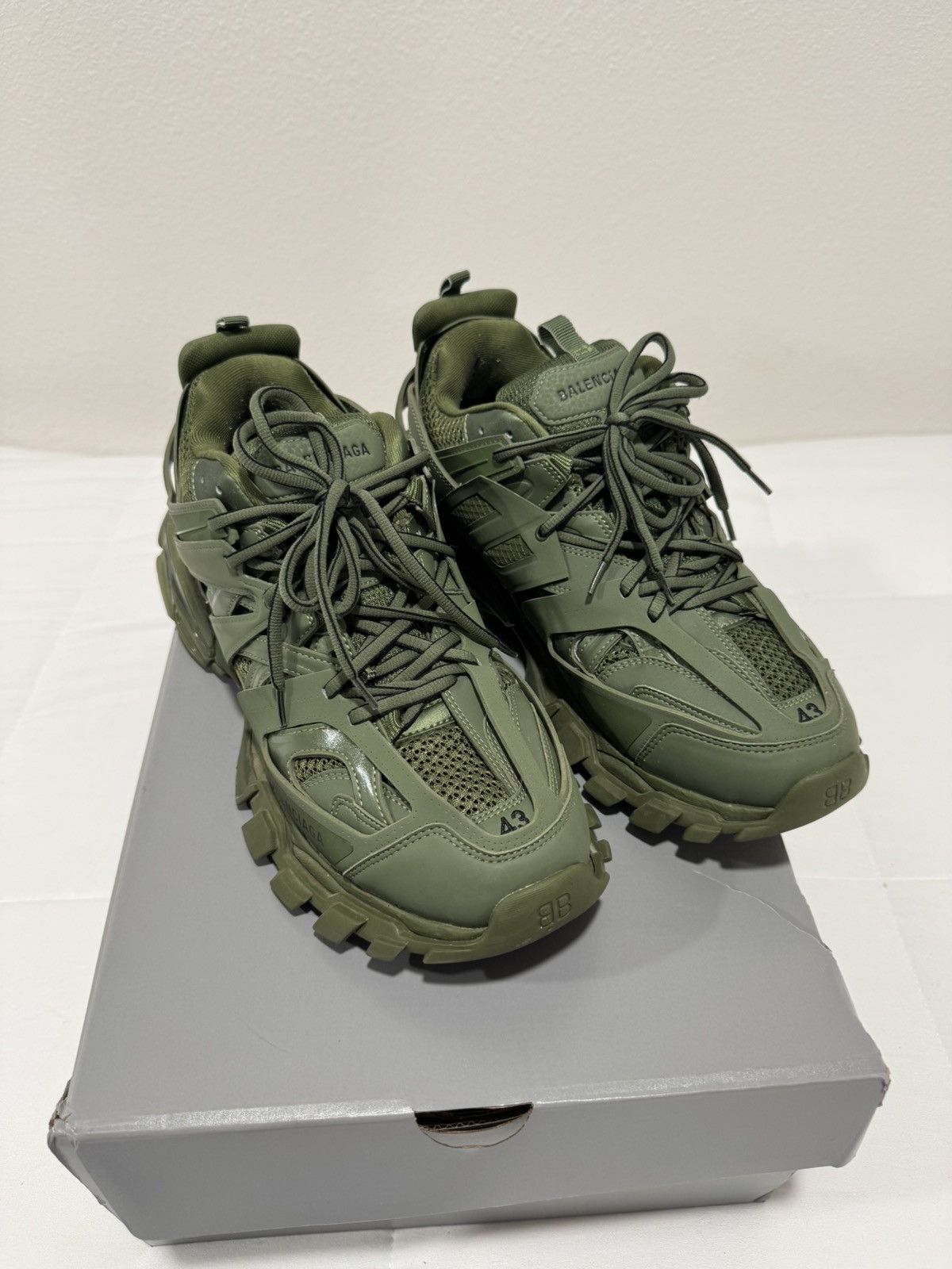 Balenciaga Balenciaga Men Track Sneakers in Olive Green Size US 10 / EU 43 - 1 Thumbnail