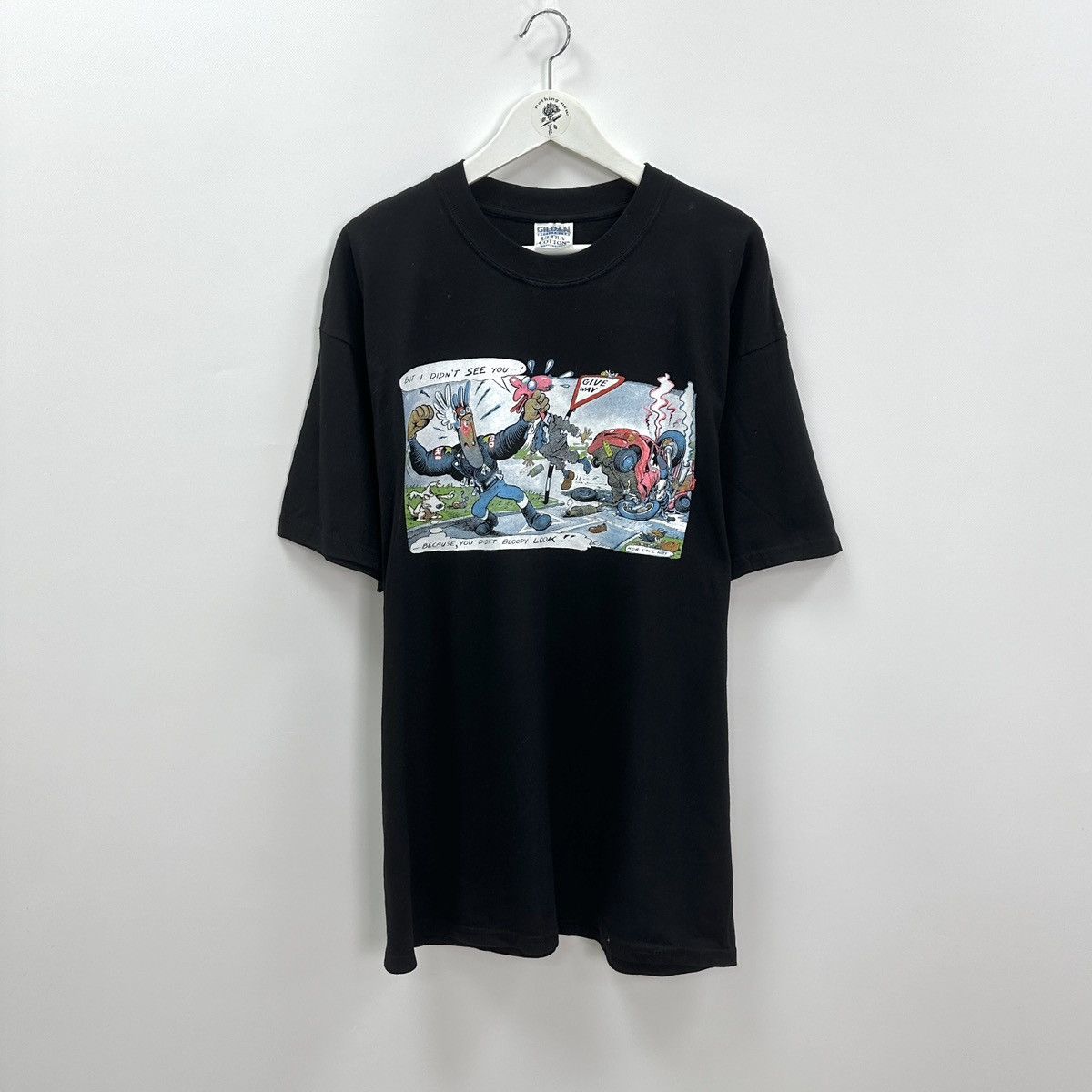 Vintage Vintage 00s Car Crash Motorcycle humor tee Hundred of Nuts Size US XL / EU 56 / 4 - 1 Thumbnail