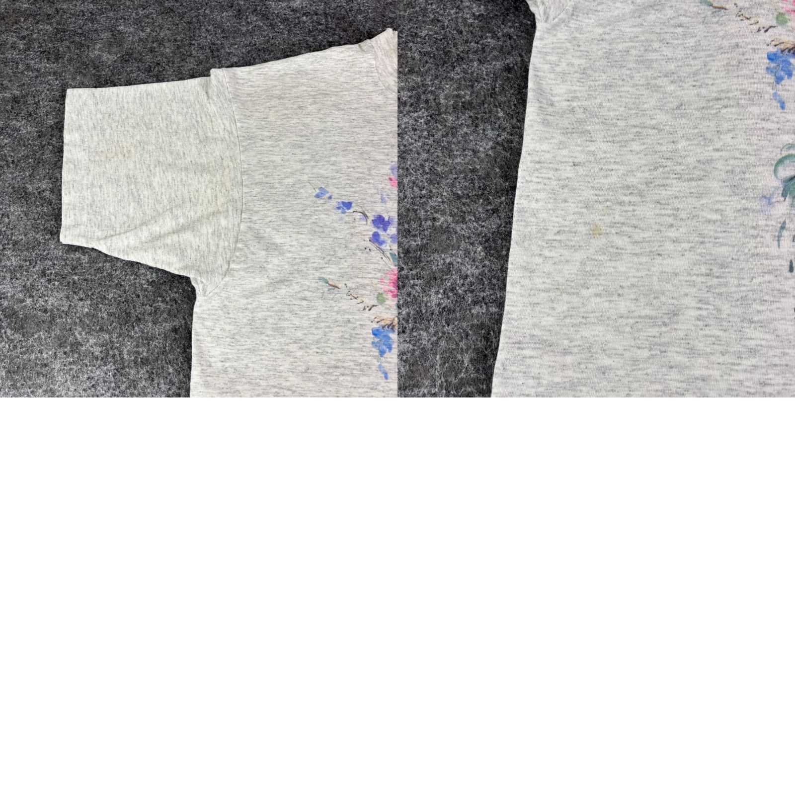 Fruit Of The Loom VINTAGE Mens Large Heather Gray Floral Bouquet Graphic T Shirt 90s USA Size US L / EU 52-54 / 3 - 8 Thumbnail