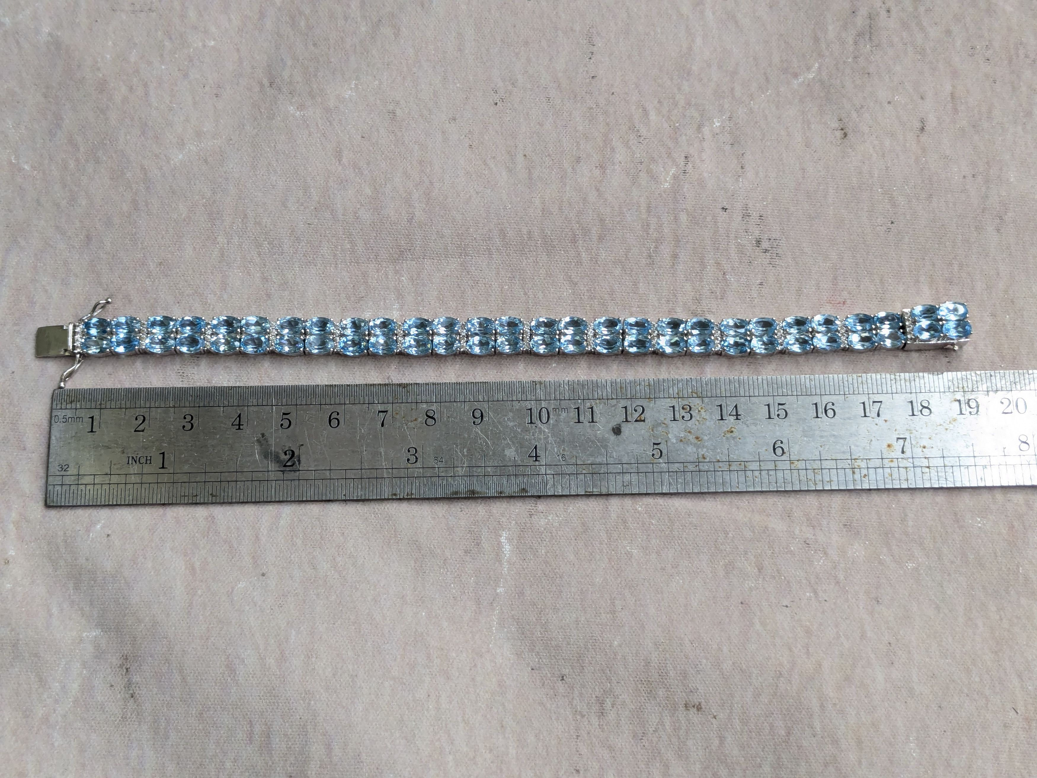 Jewelry Sterling Silver Tennis Bracelet Blue Topaz Oval 7.5 Size ONE SIZE - 10 Thumbnail