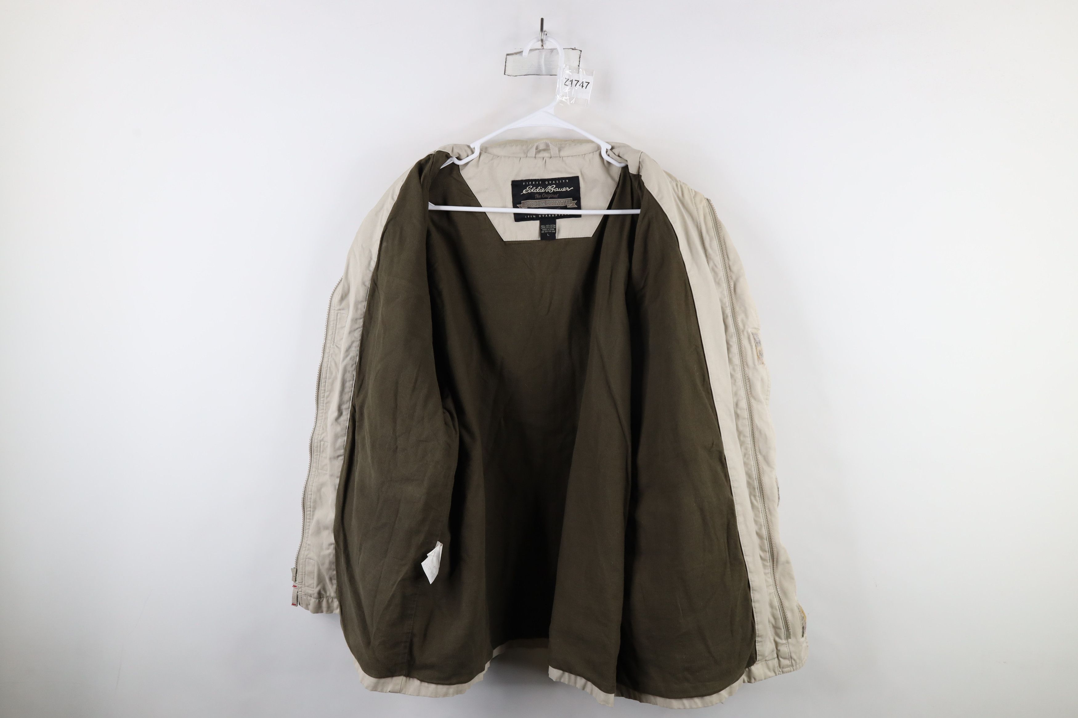 Eddie Bauer × Vintage Vintage Eddie Bauer Heavyweight Lined Full Zip Jacket Beige Size US L / EU 52-54 / 3 - 11 Thumbnail