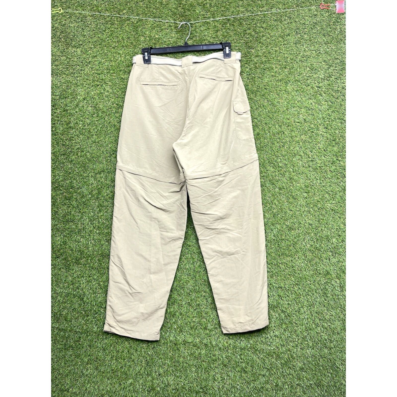 Vintage L.L. Bean Women's Convertible Hiking Pants Large Beige Microfiber Cargo Stretch Bootcut 2000s Size 36" / US 14 / IT 50 - 2 Thumbnail