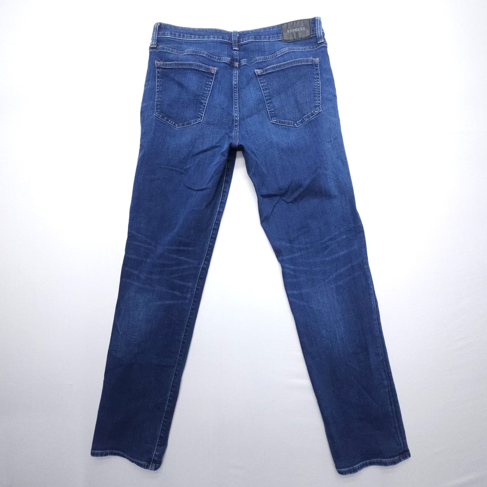 Express Express Jeans Mens Slim Straight 32 x 34 Dark Wash Denim Blue 5-Pocket Stretch Becomes 32x34 jeans Mens Regular Slim Straight Express Brand Size US 32 / EU 48 - 2 Thumbnail