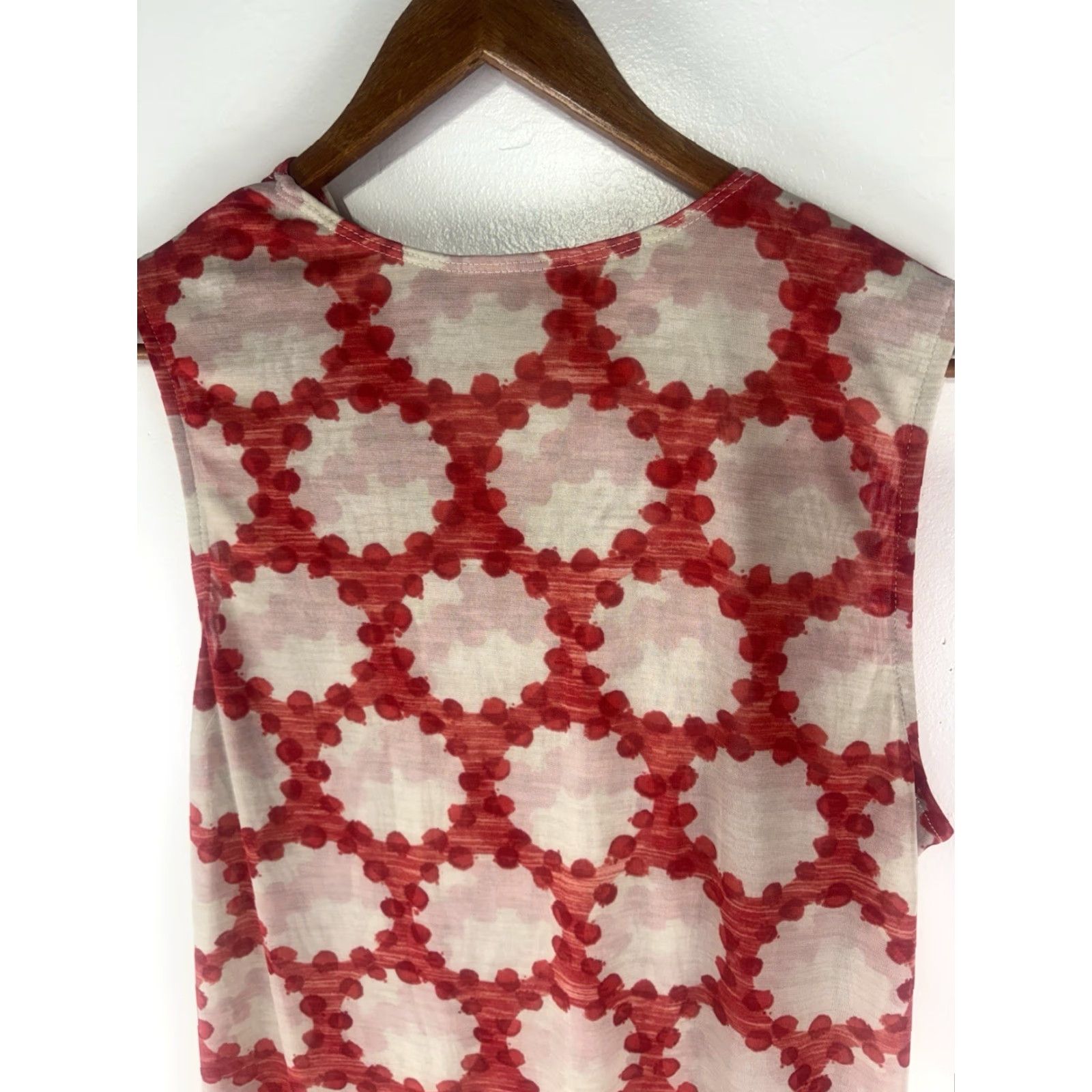 Vintage Kelly Red/Beige Geometric Slinky Dress Top Womens Size L USA Size M / US 6-8 / IT 42-44 - 5 Thumbnail