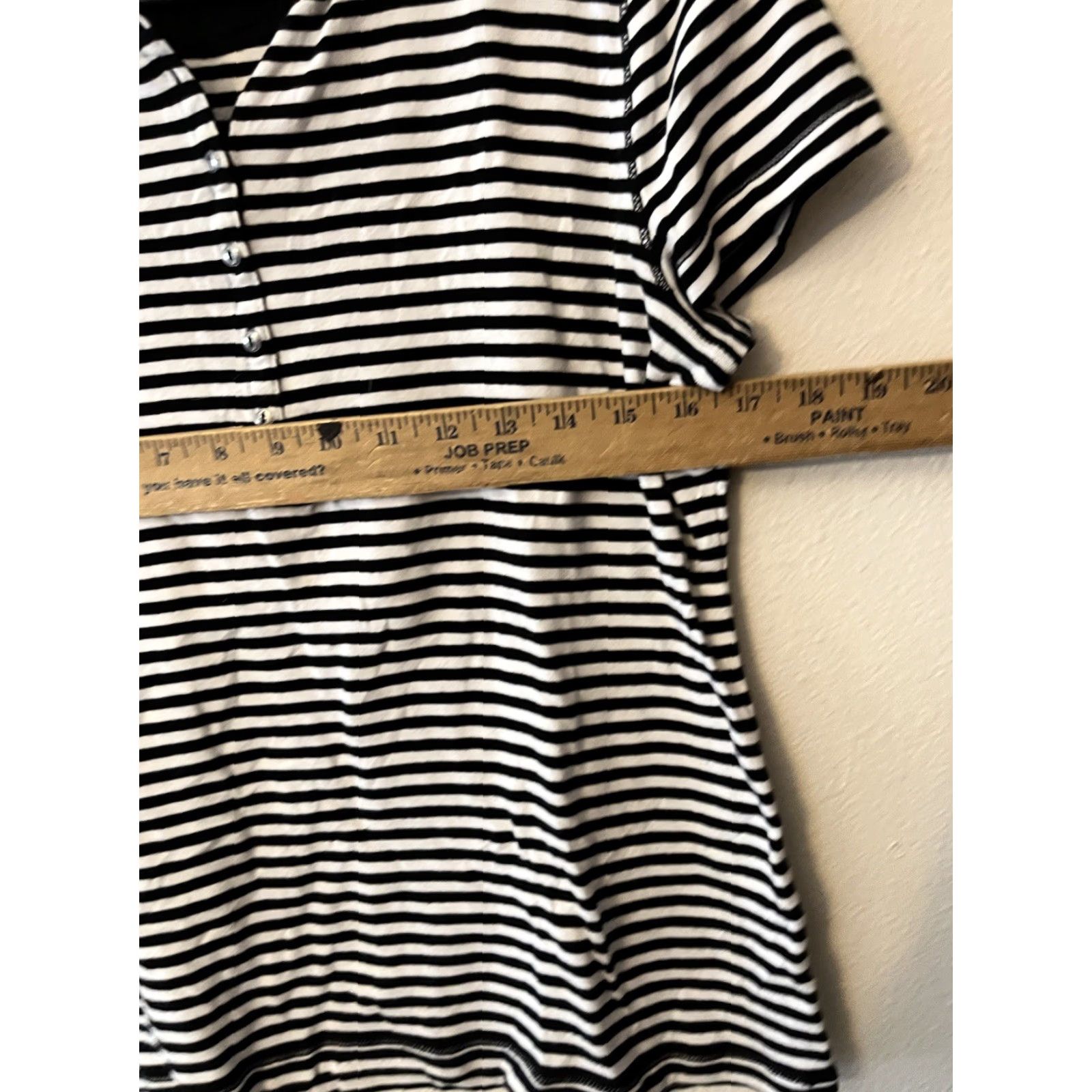 Chaps Chaps T-Shirt Womens Henley Striped Black Short Sleeve Size XL Y2K Preppy Size XL / US 12-14 / IT 48-50 - 4 Thumbnail