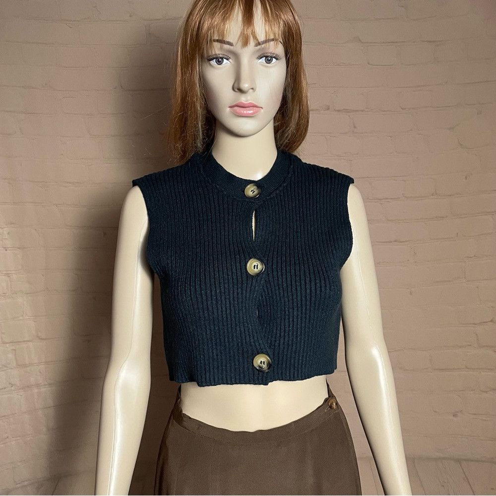 Free People NWT New $68 Free People Naiome Rib Micro Black Vest Size S Size S / US 4 / IT 40 - 2 Thumbnail