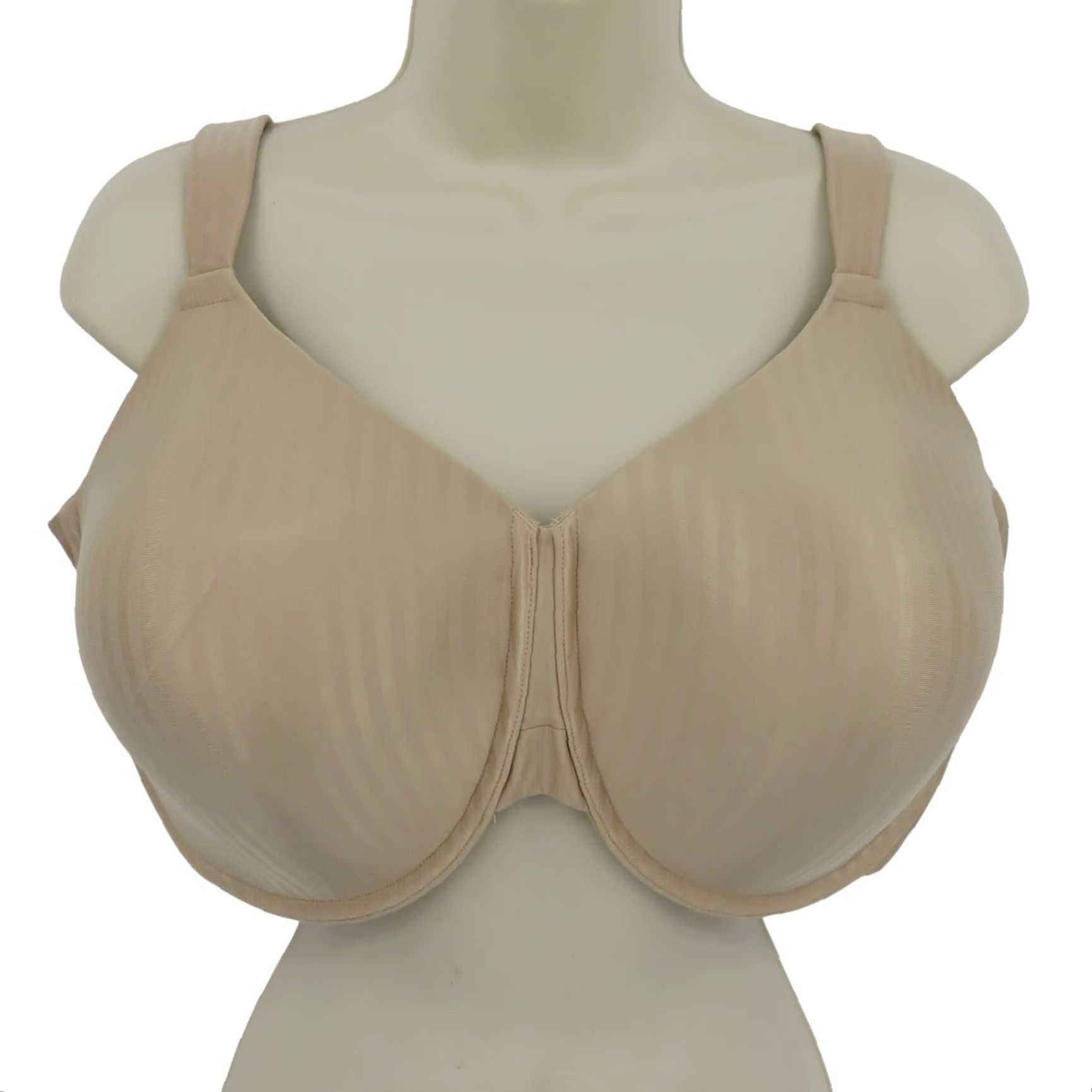 Vintage Playtex Bra 42DDD 4747 Smoothing Underwire Beige Striped Lined T-Shirt Bra Womens Plus 42D DDD; Underwire, Lined, Stretch Nylon Blend, Secrets Size ONE SIZE - 2 Thumbnail