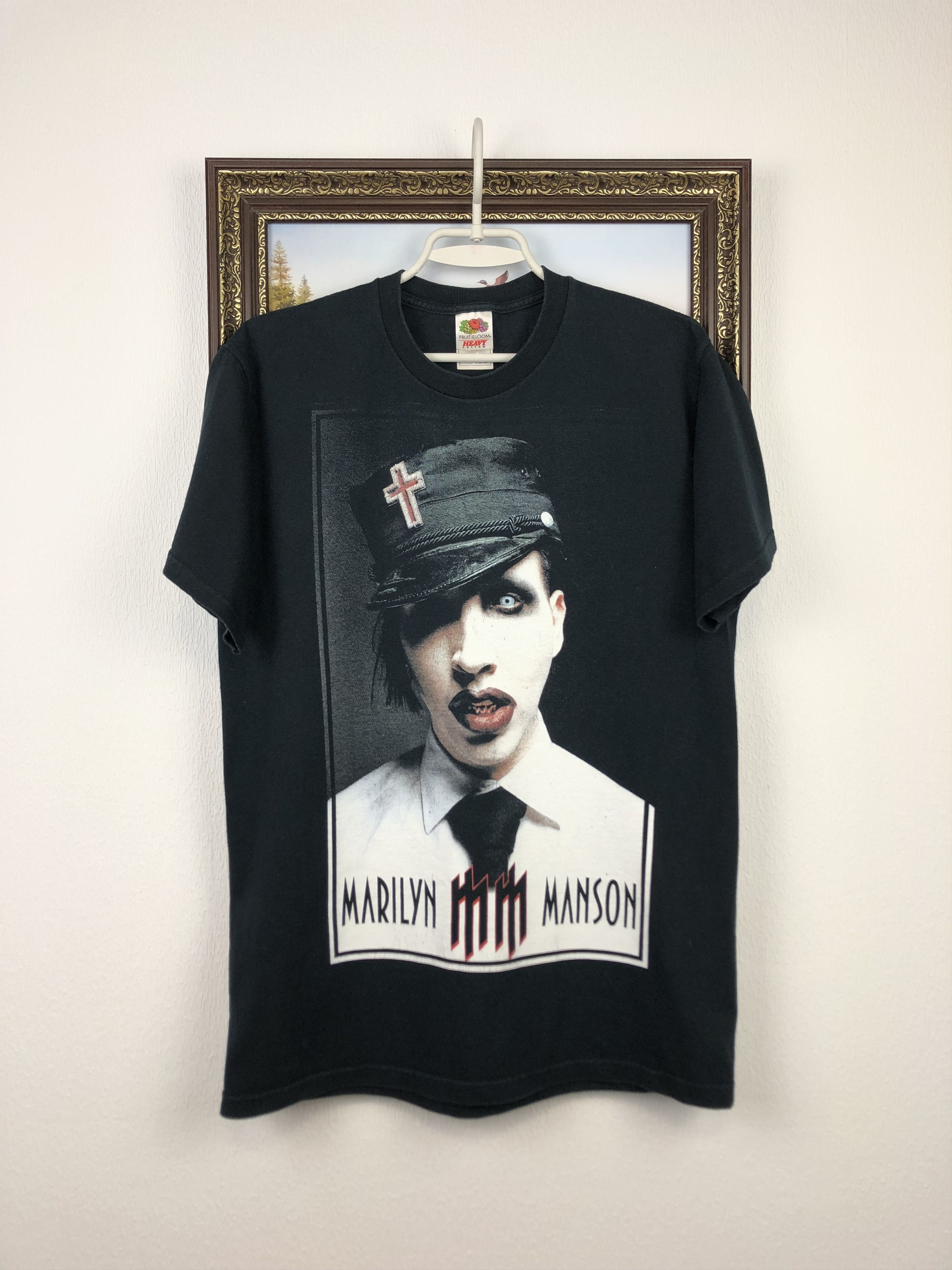 Vintage Marilyn Manson Band Tee Shirt Over Print Metal Rock
