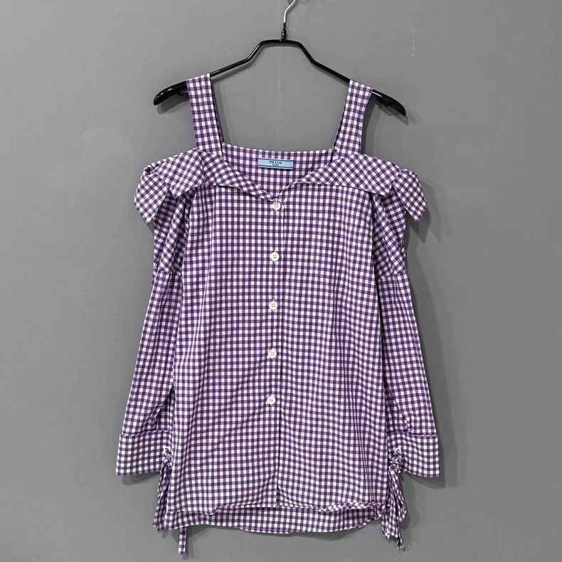Prada Prada Plaid suspender shirt 2504-Nextarrow Size XS / US 0-2 / IT 36-38 - 1 Thumbnail