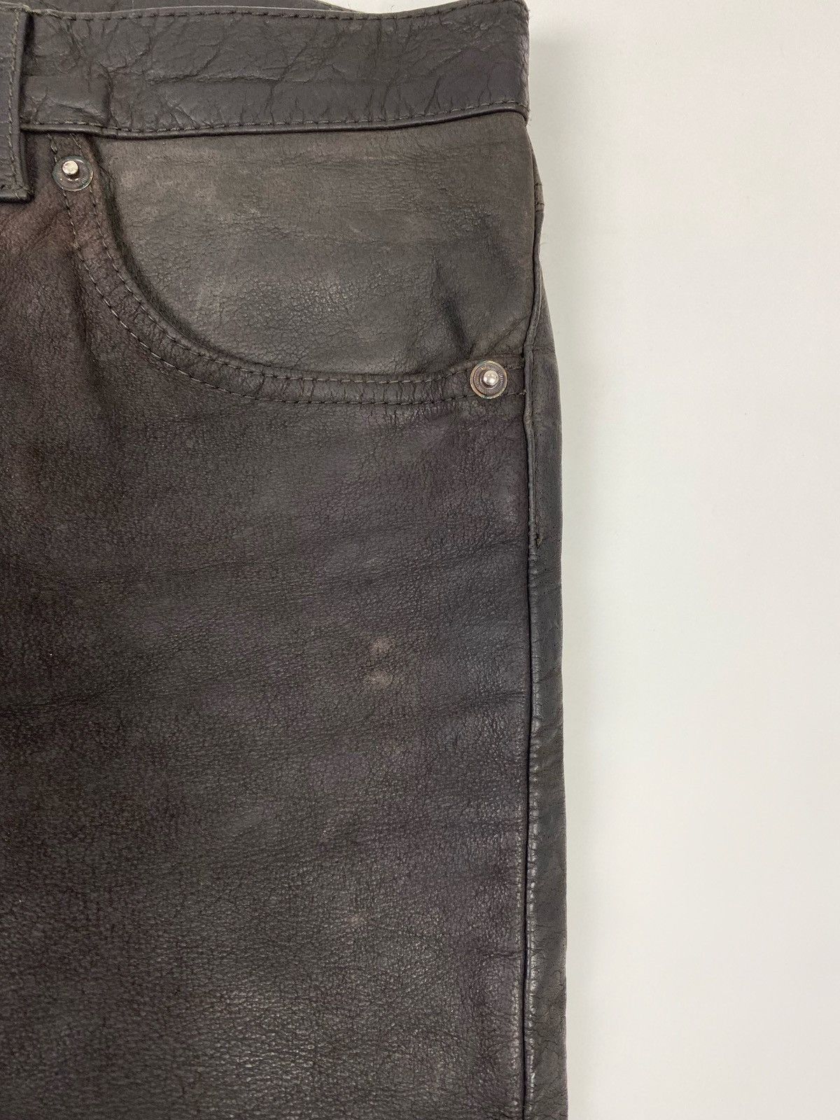 Leather 1990’s Vintage Distressed Brown Biker Leather Pants Size US 31 - 7 Thumbnail