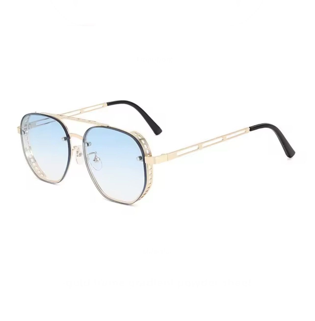 Other Luxury Gold Aviator Sunglasses with Blue Gradient Lenses Size ONE SIZE - 3 Thumbnail