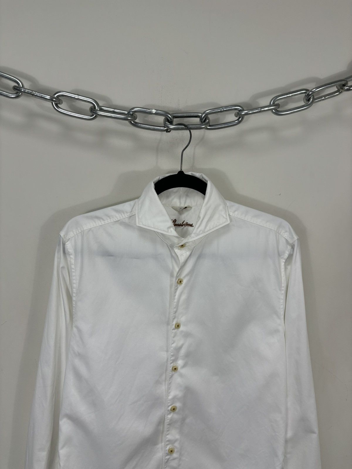 Strenstroms Stenstroms Slimline Men’s Twofold Cotton White Dress Shirt Size US M / EU 48-50 / 2 - 2 Thumbnail