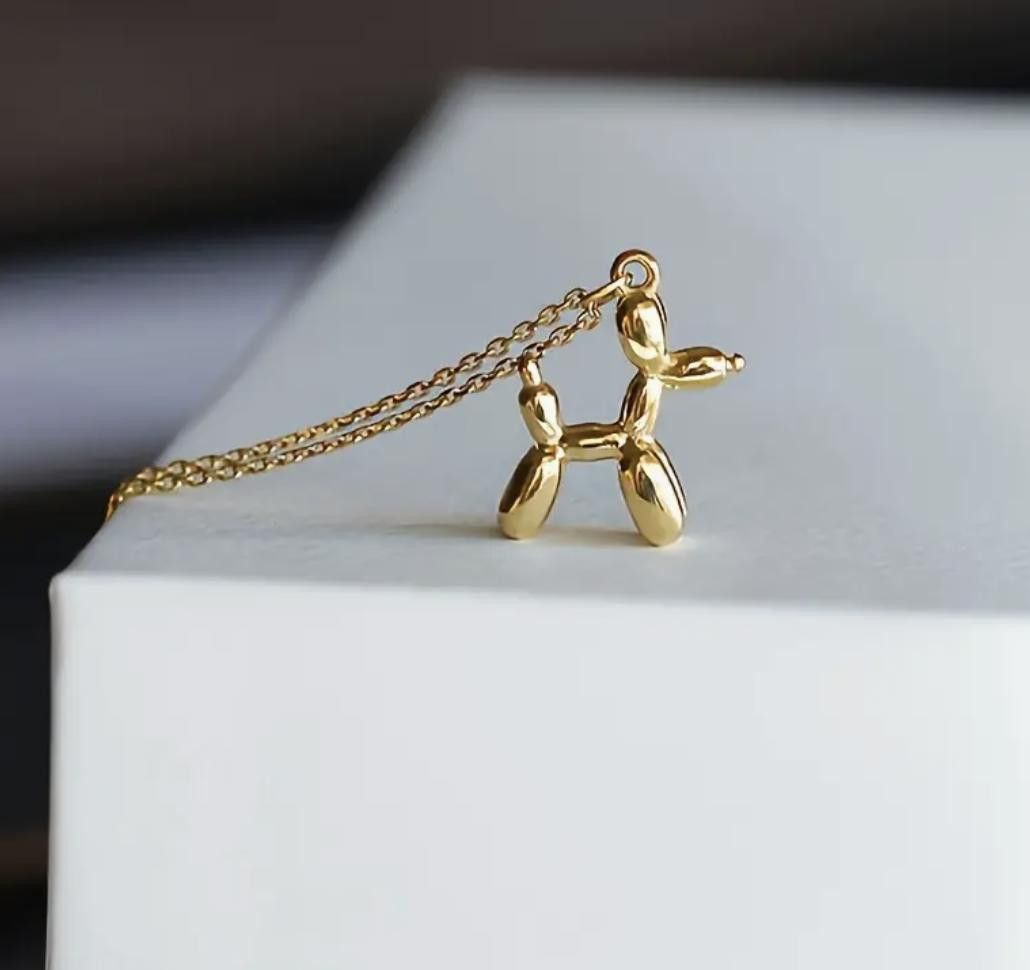 Designer Trendy Balloon Dog Sculpture Gold Necklace Size ONE SIZE - 2 Thumbnail