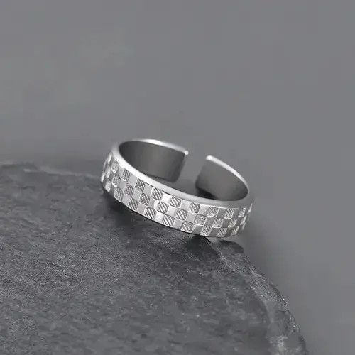 Vintage Silver Male Vintage Chessboard Checker Ring Size ONE SIZE - 3 Thumbnail