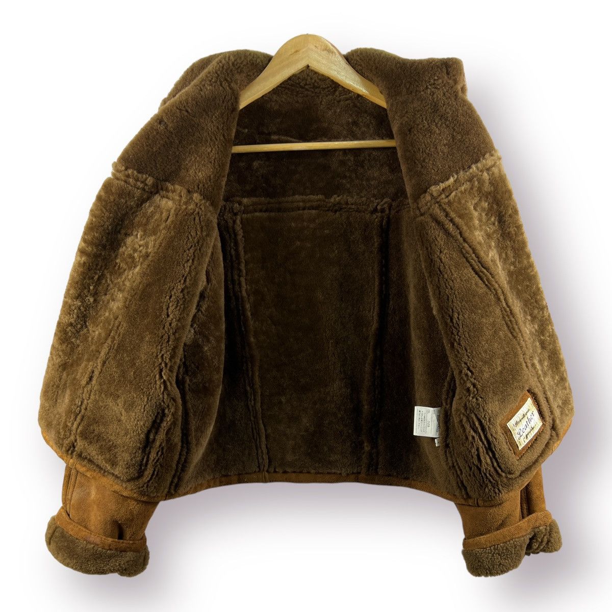 Leather 🔥 Barnstormer DUFFLE CROP JACKET LEATHER GENUINE FUR COLLAR Size S / US 4 / IT 40 - 7 Thumbnail
