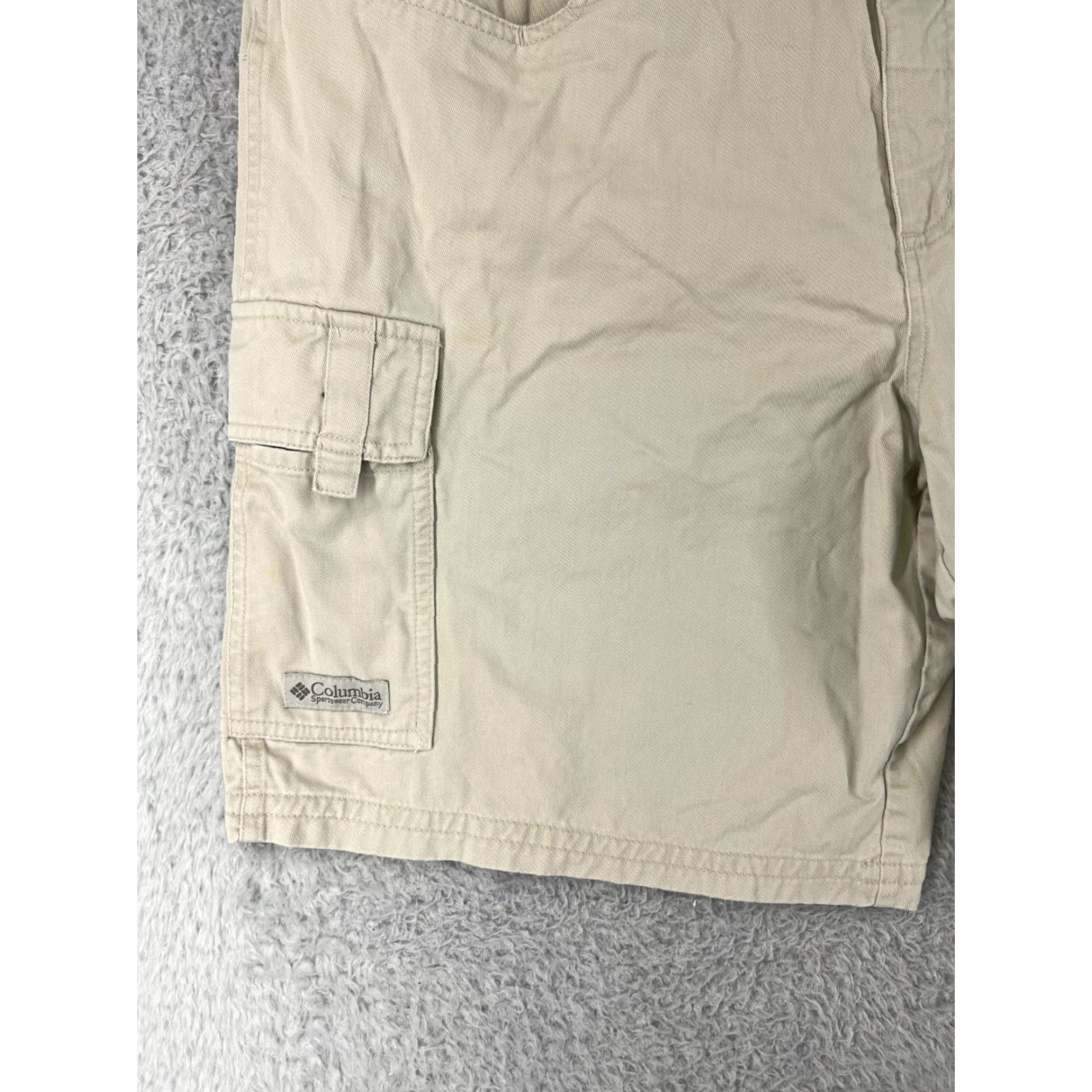 Vintage Columbia Cargo Shorts Men 40 Beige 100% Cotton Canvas Cargo Pocket Belted Zip Flat Front Regular Size US 40 / EU 56 - 6 Thumbnail