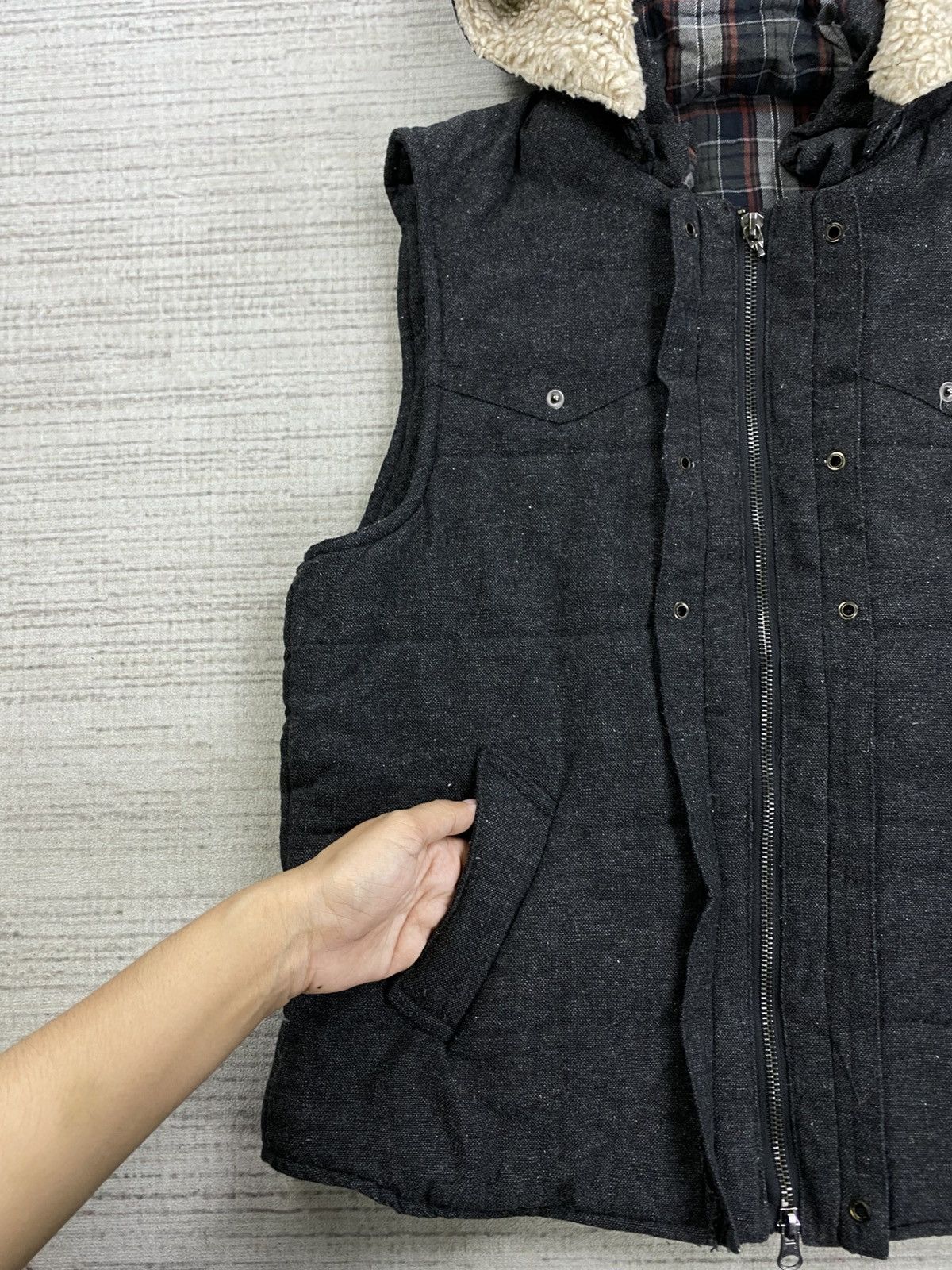Japanese Brand × Vintage × semanticdesign Vtg Semantic Design Double Pocket Sherpa Hoodie Vest Jacket Size US S / EU 44-46 / 1 - 6 Thumbnail