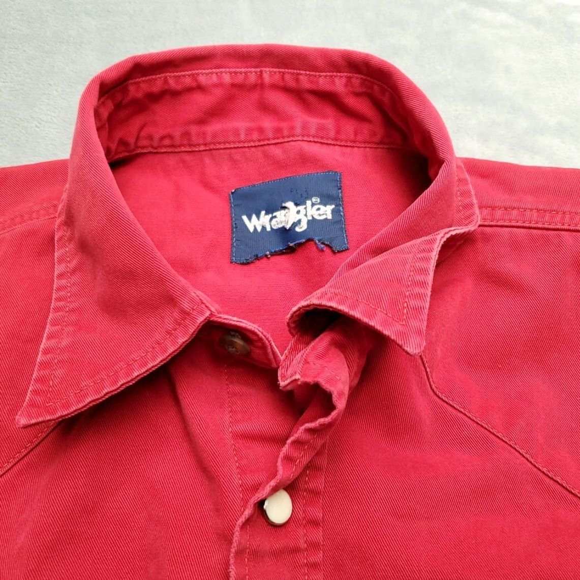 Wrangler VINTAGE Wrangler Shirt Mens XLT Red Brush Popper Pearl Snap Cut Sleeve Cowboy Western Outdoor Black Size US XL / EU 56 / 4 - 3 Thumbnail
