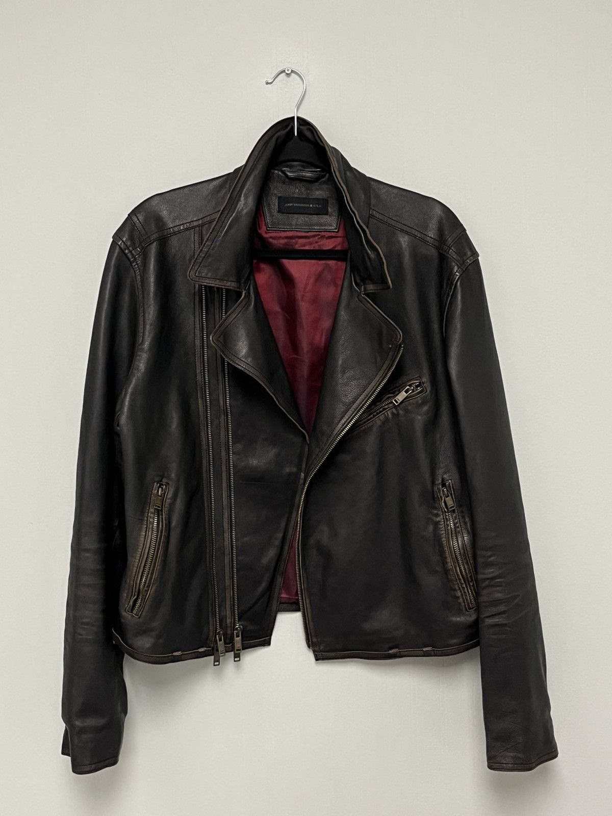 John Varvatos Asymmetrical leather biker jacket. Size US L / EU 52-54 / 3 - 8 Thumbnail