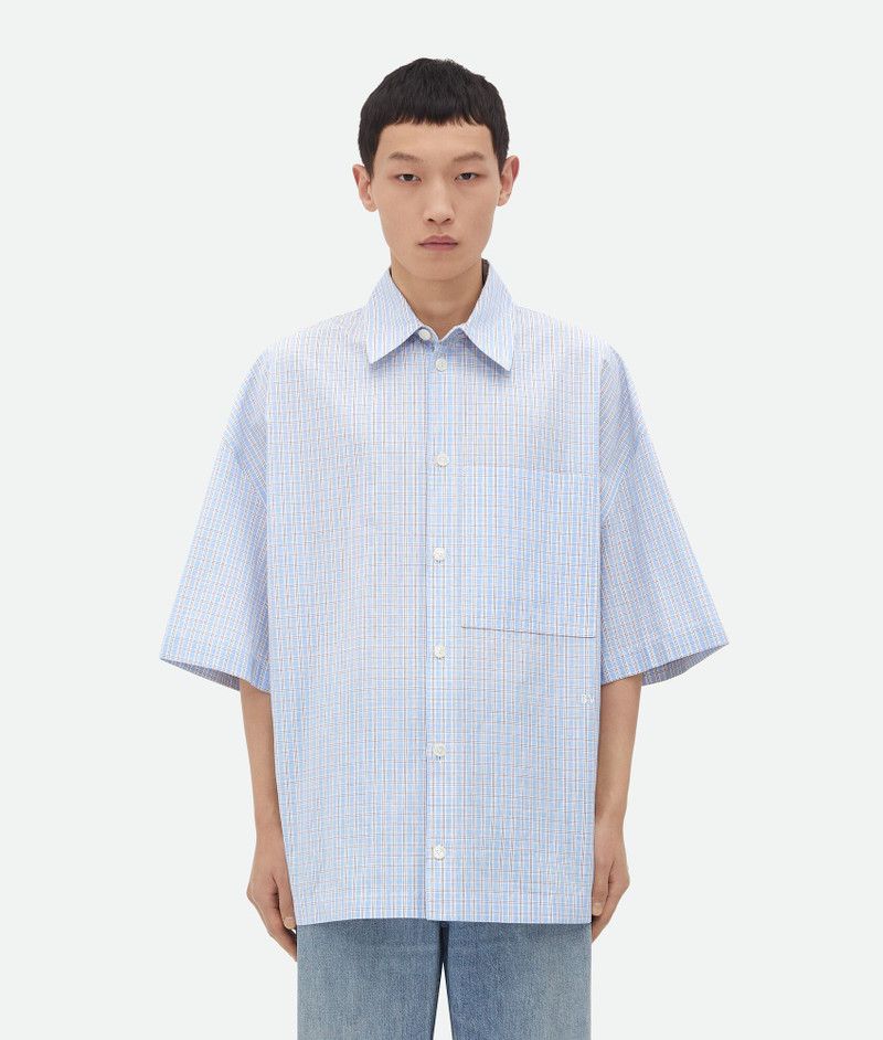 Bottega Veneta o1y0526 Checked Shirt in Sky Blue Size US S / EU 44-46 / 1 - 1 Thumbnail