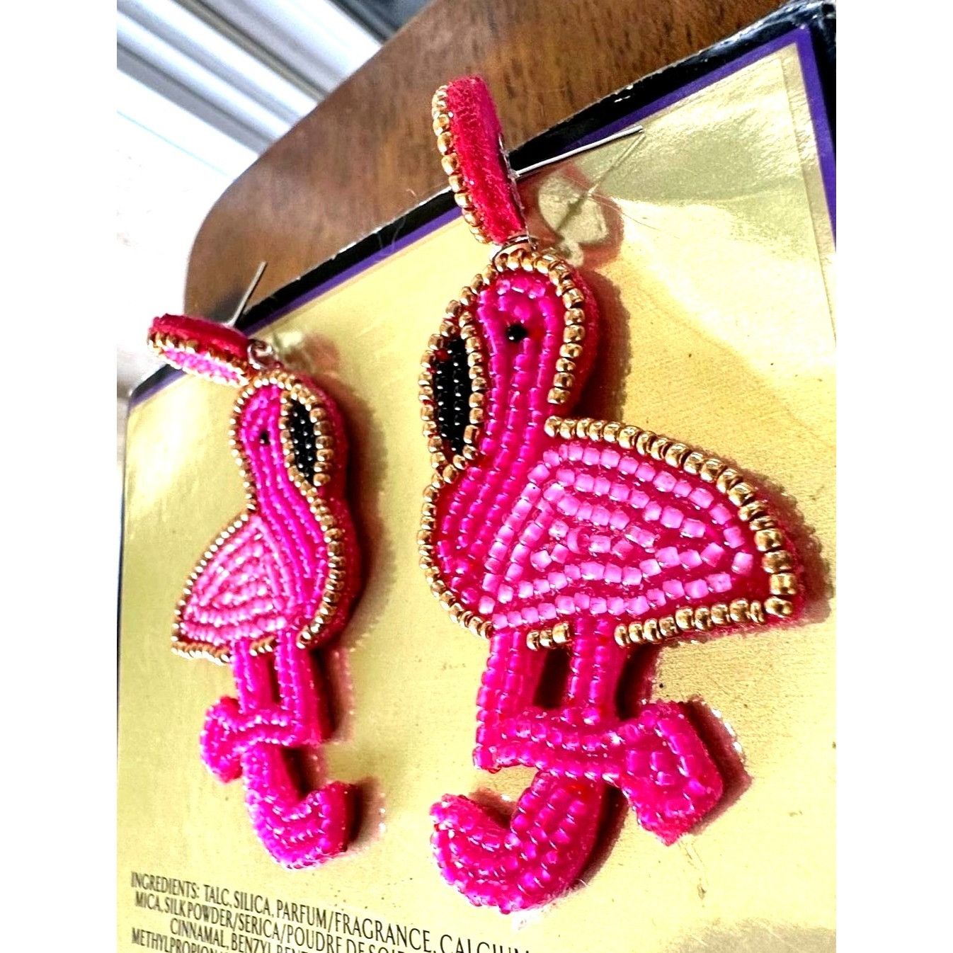 Handmade Flamingo Earrings Beaded Dangle Posts New Pink Statement Jew Size ONE SIZE - 7 Thumbnail