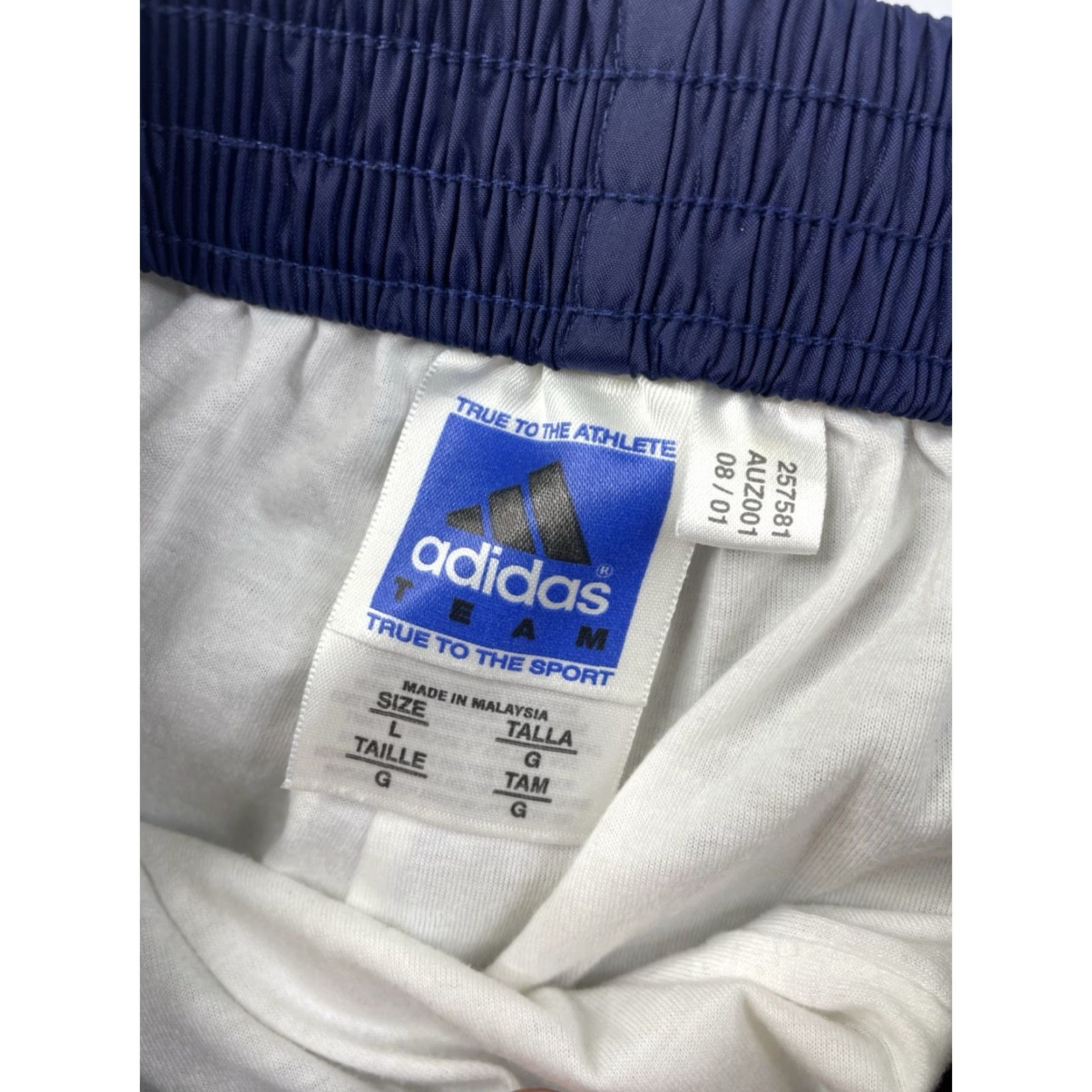 Adidas VINTAGE adidas Pants Nylon Track Snap Button Lined Y2K Mens Large Blue Wide-Leg Track Pants Mens Regular Wide-Leg Blue Nylon Adidas Pants Size US 33 - 3 Thumbnail