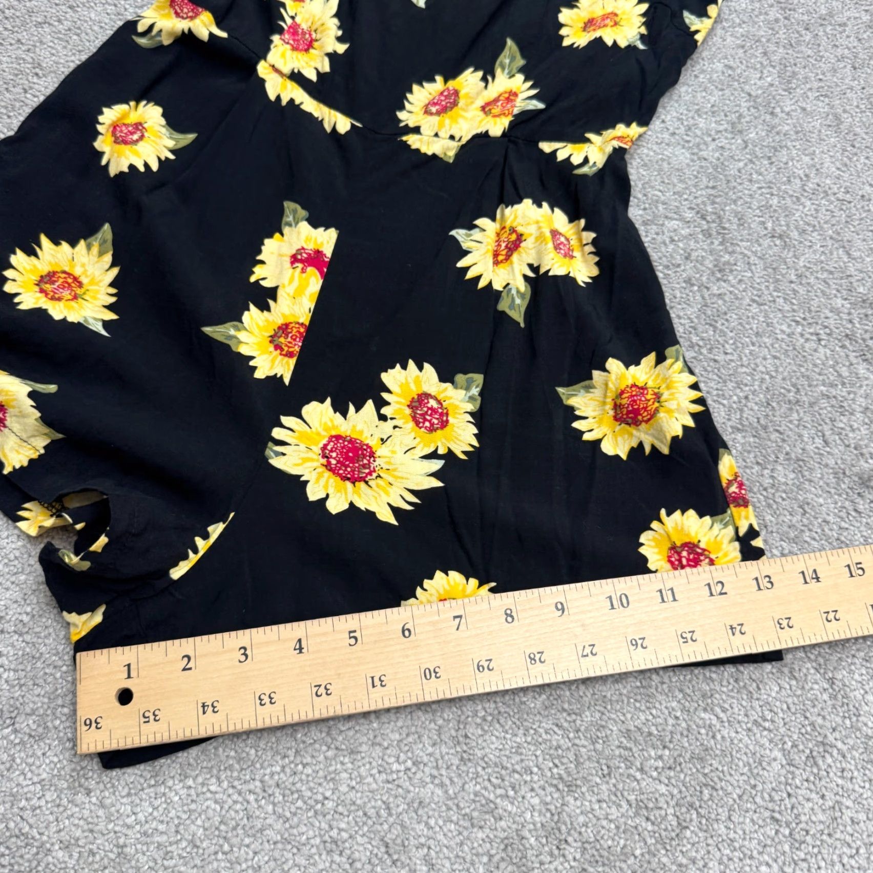 Vintage AX Paris Romper Womens 10 Black Yellow Floral Sleeveless 100% Cotton Boho Summer Size 32" / US 10 / IT 46 - 2 Thumbnail
