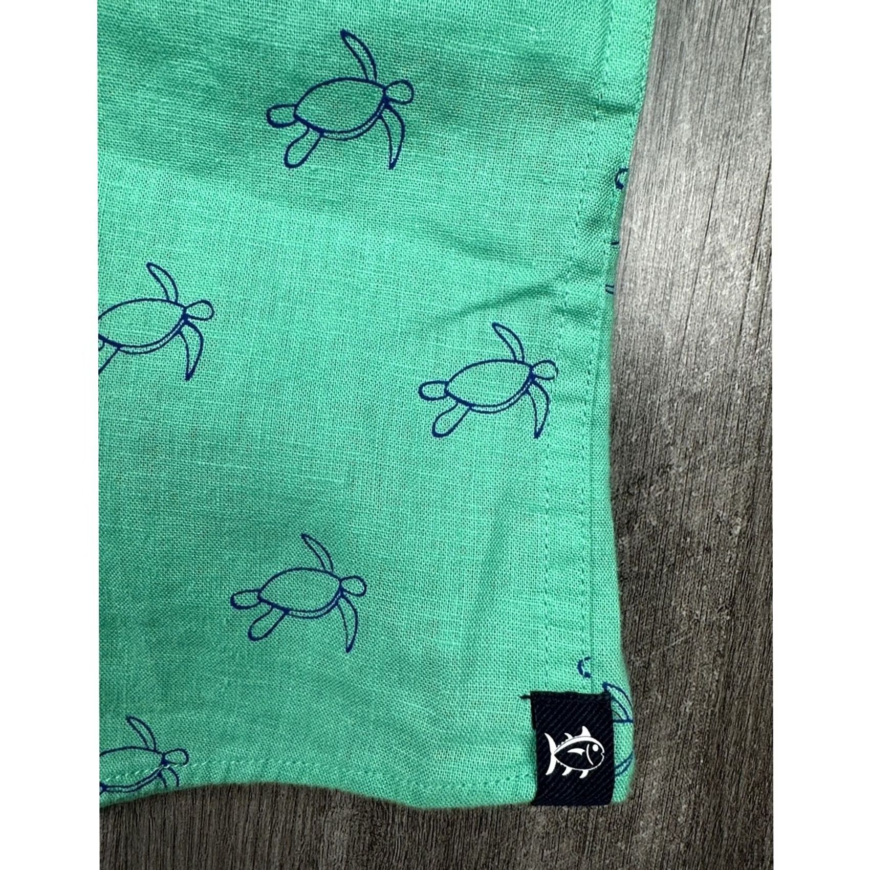 Southern Tide Southern Tide Linen Blend Turtle Cove Short Sleeve Sport Button Down - M Jade Green Men Shirts Mens Size US 31 - 8 Thumbnail