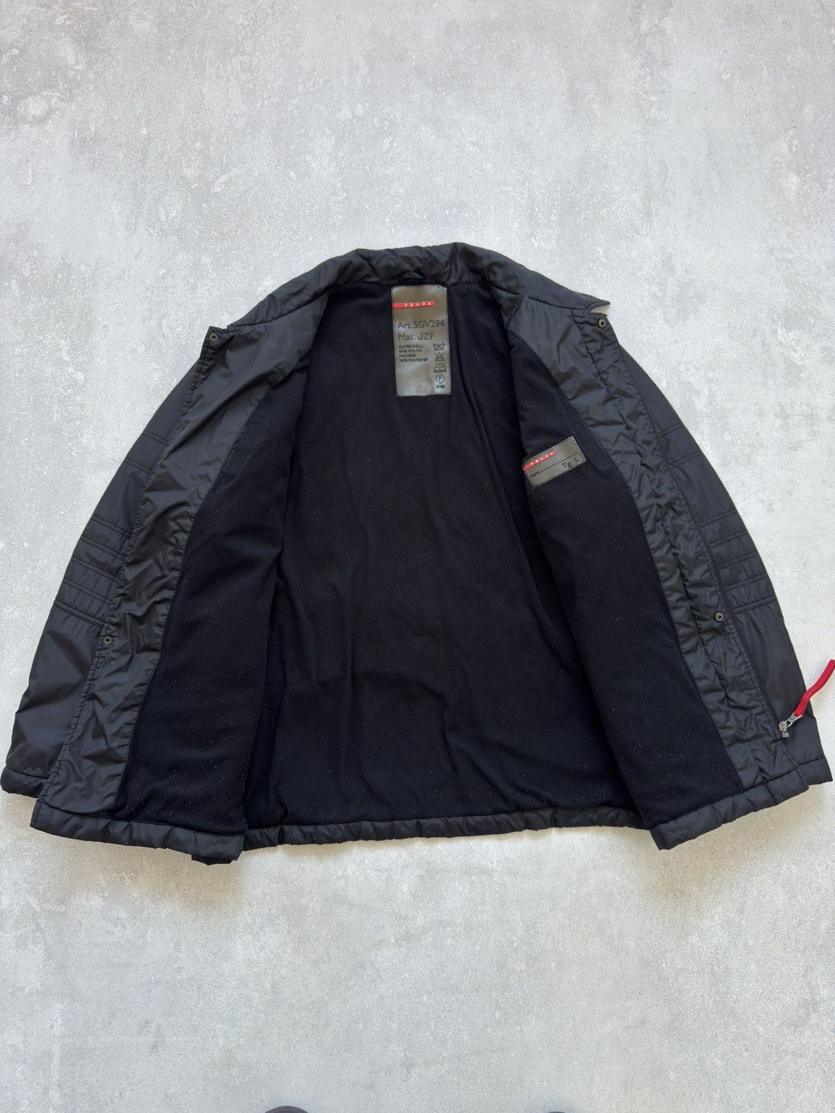 Prada × Vintage Vintage Prada Nylon Red Tab Black Jacket Pocket Fleece 00s Size US L / EU 52-54 / 3 - 14 Thumbnail