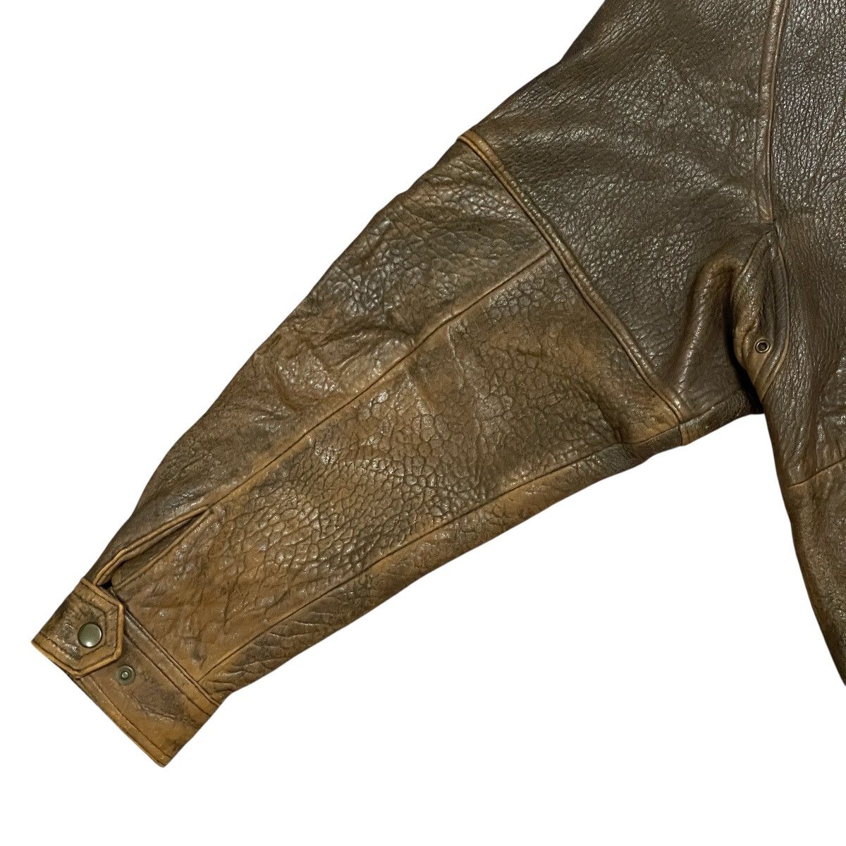 Vintage Vintage 90s Distressed Brown Sheep Leather A-2 Bomber Jacket Size US L / EU 52-54 / 3 - 16 Thumbnail