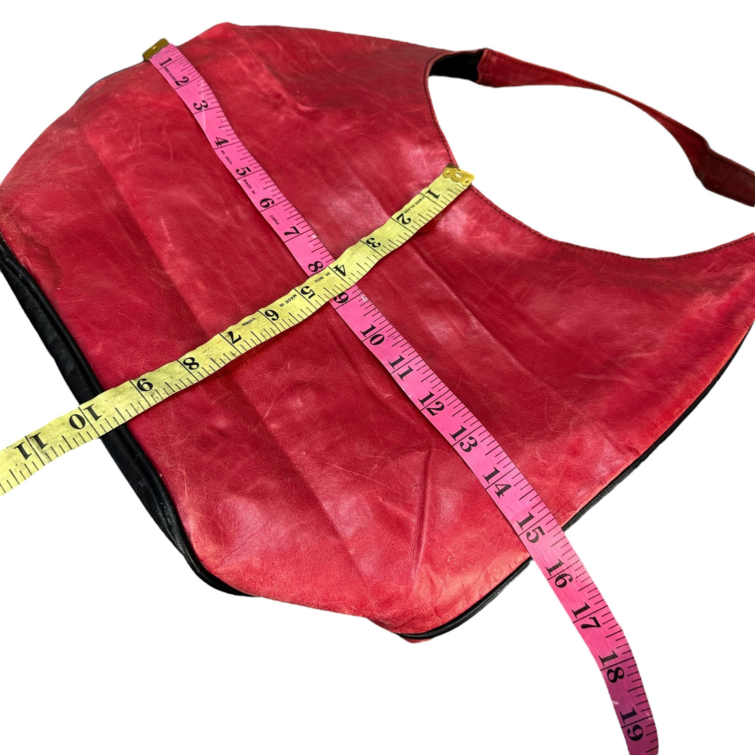Vintage Vintage LES SACS Red Leather Shoulder Bag Size ONE SIZE - 11 Thumbnail