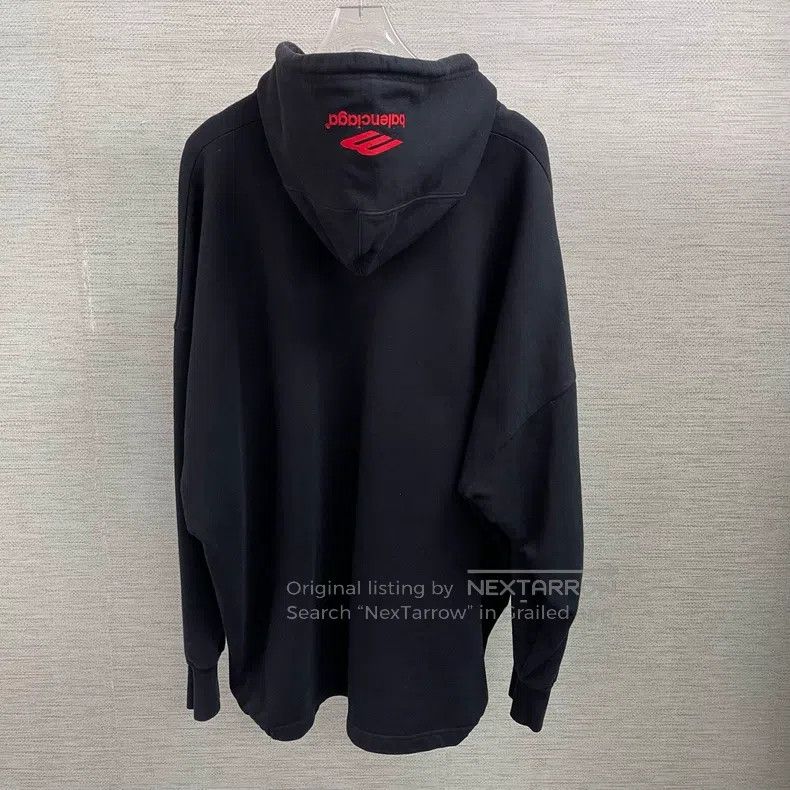 Balenciaga Balenciaga Black Hoodie with Red Logo Embroidery Size US S / EU 44-46 / 1 - 2 Thumbnail