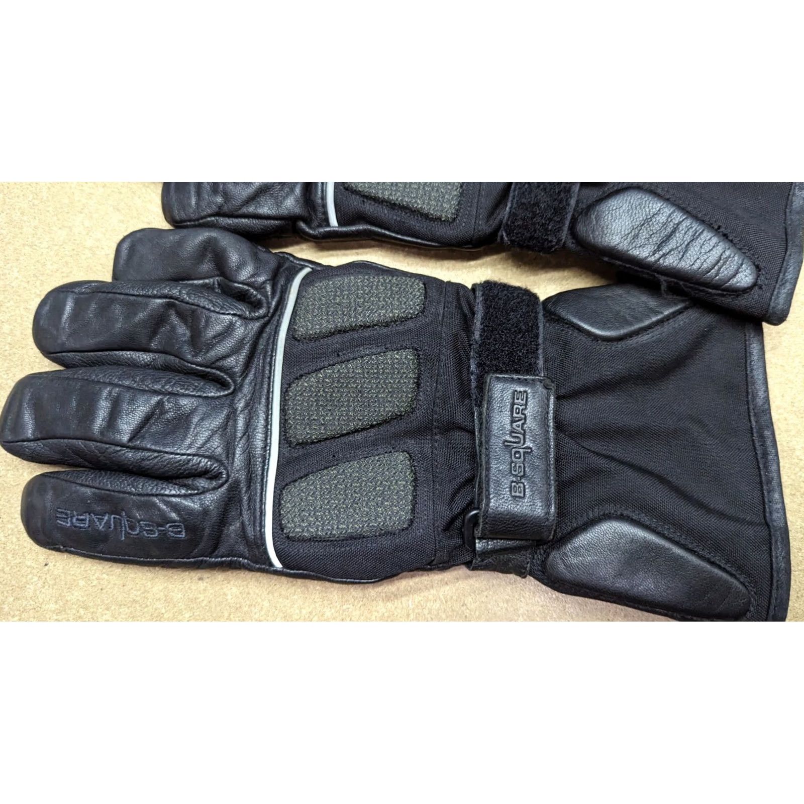 Vintage B-Square Motorcycle Mens Gloves XL Black Lined Cordura Leather Glove Womens? Size ONE SIZE - 3 Thumbnail